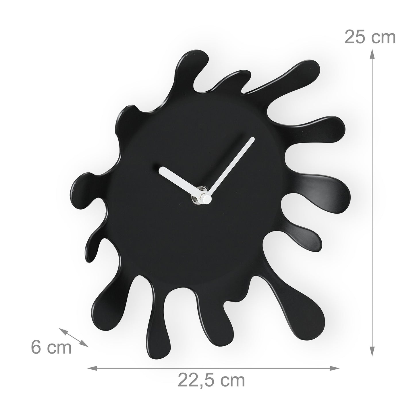 Black Wall Clock, Unique Splash Shape Design