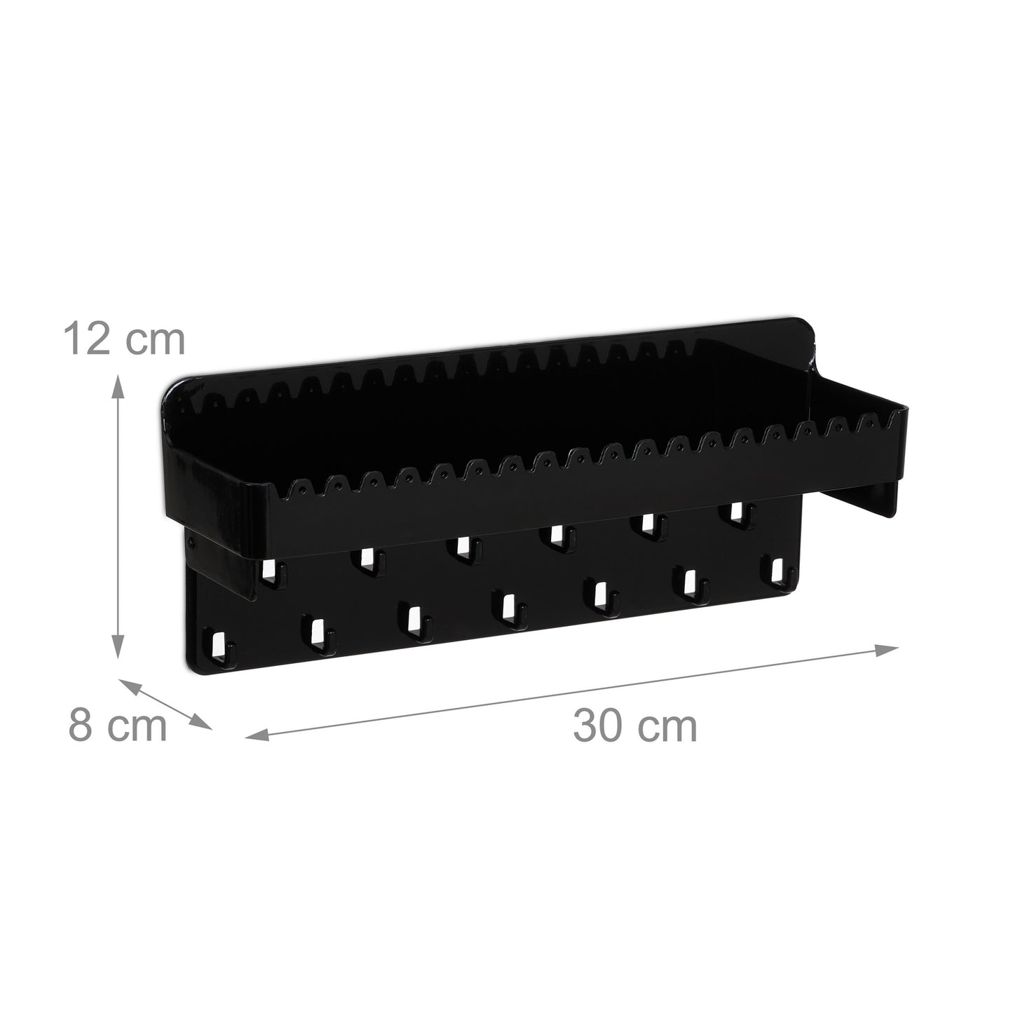 Black Wall-Mounted Jewellery Holder with Shelf