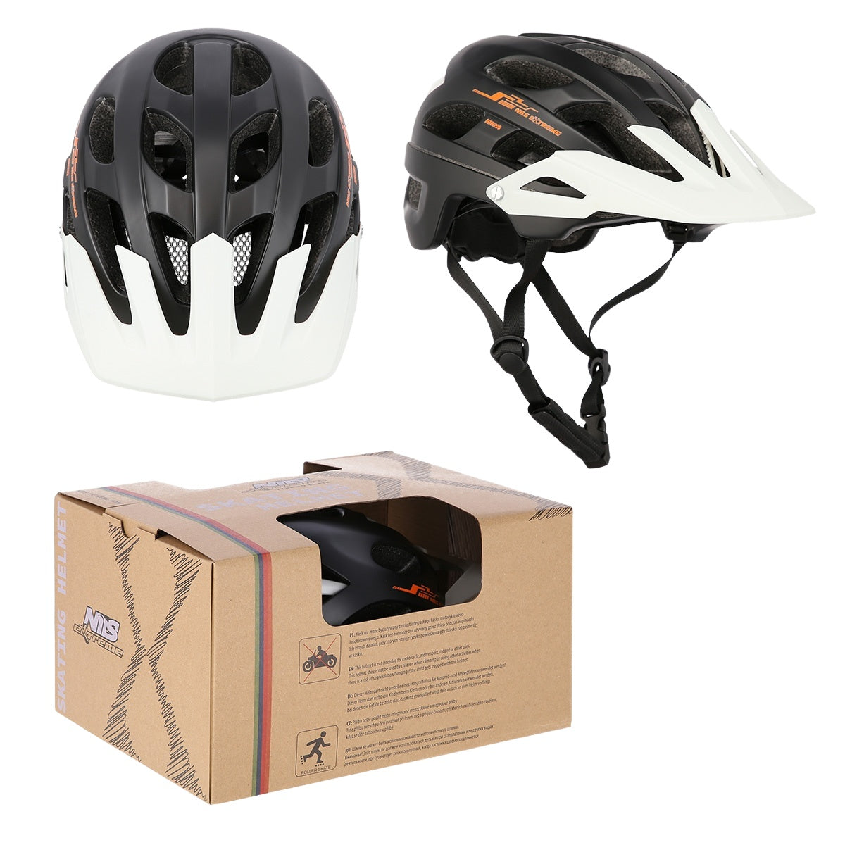 Black-White Size L Helmet, 55-61 cm