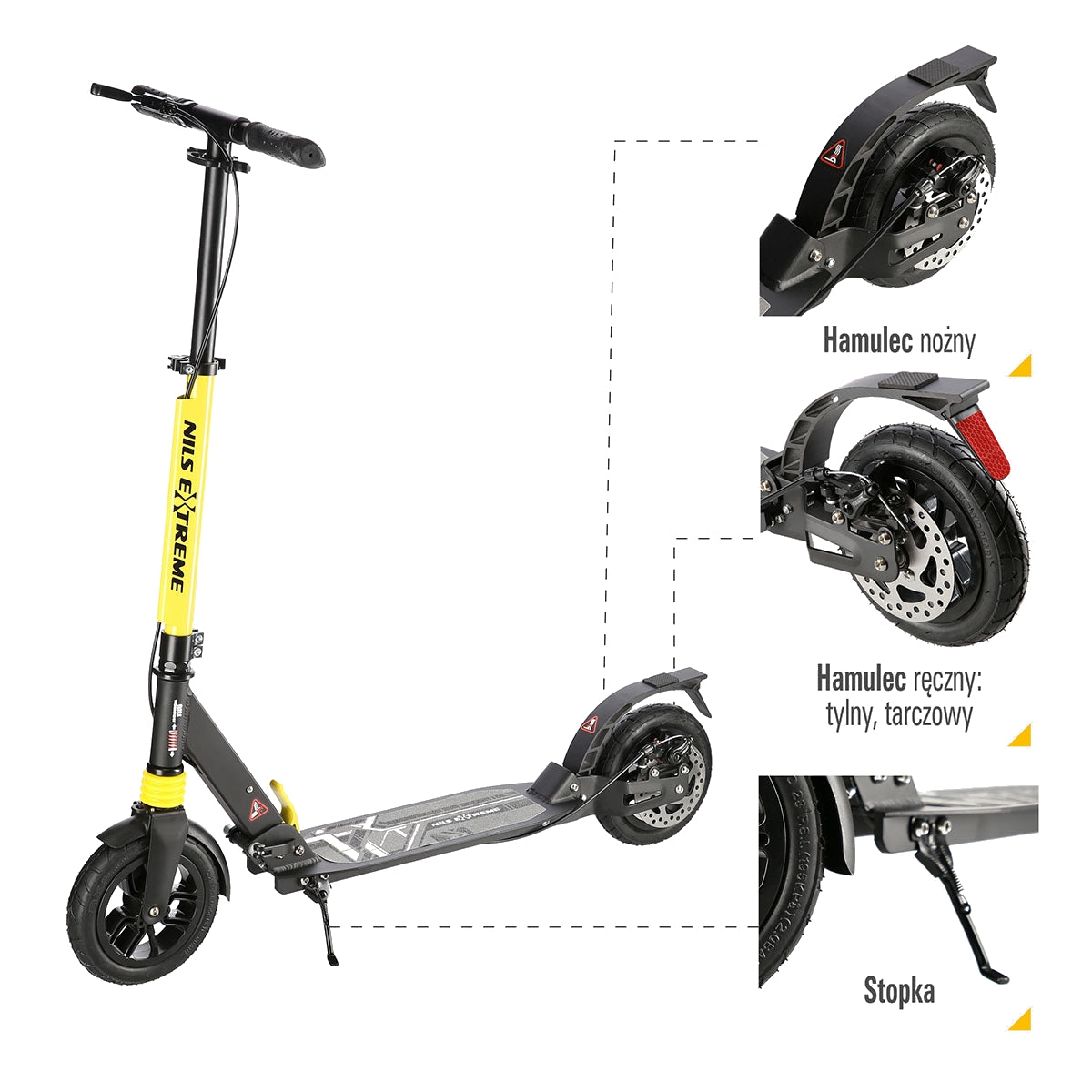 Black-Yellow Folding Scooter, Lightweight, Adjustable