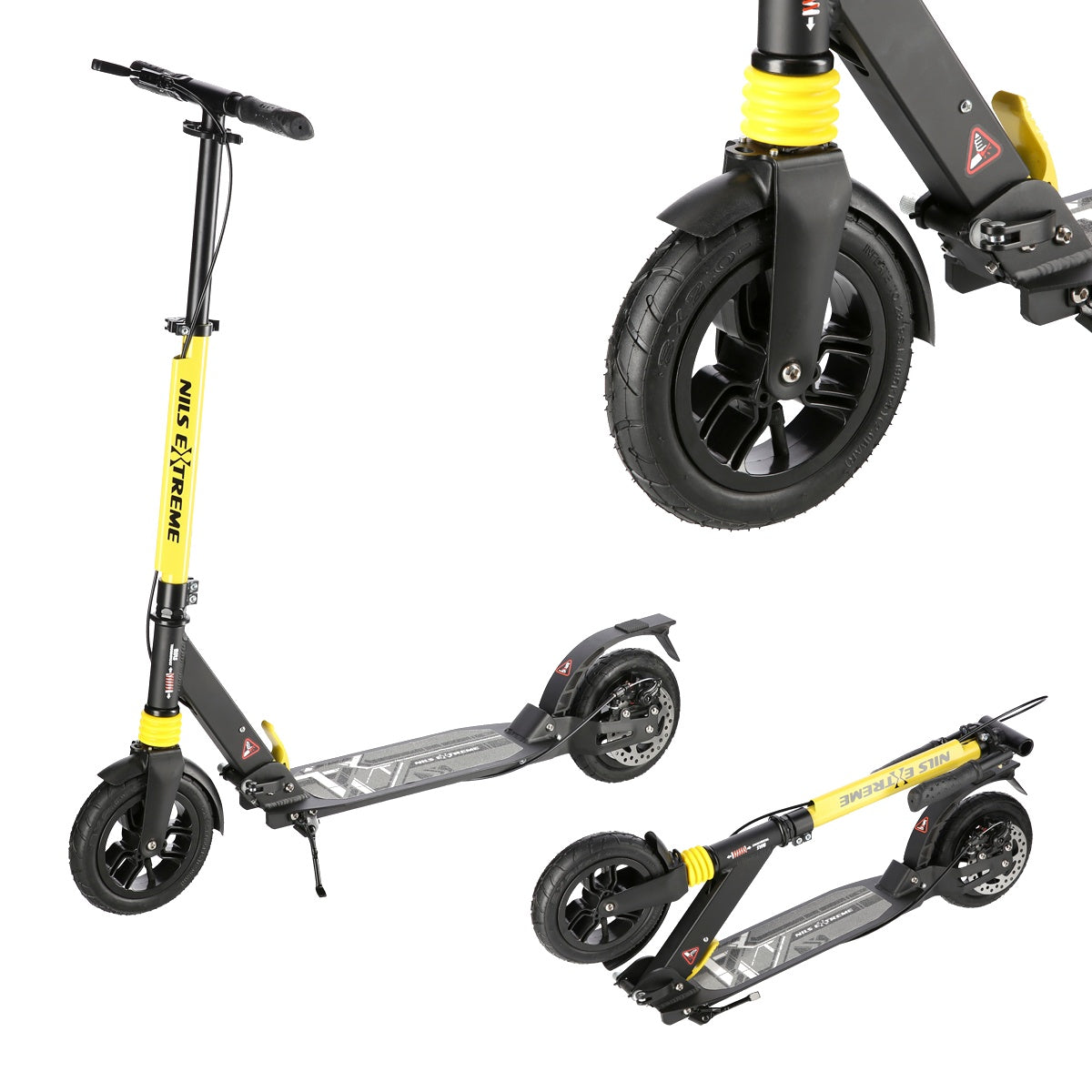 Black-Yellow Folding Scooter, Lightweight, Adjustable
