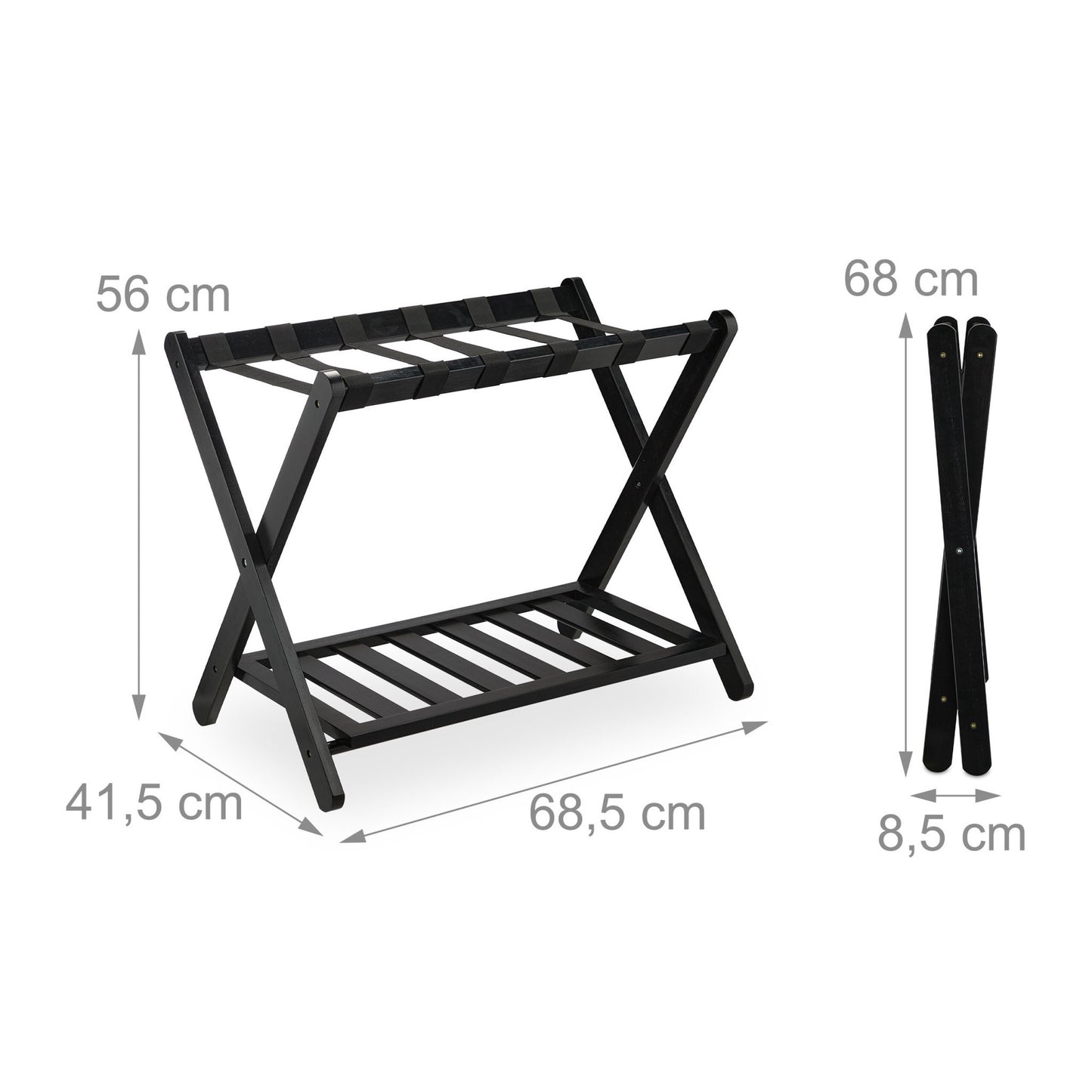 Black bamboo suitcase rack