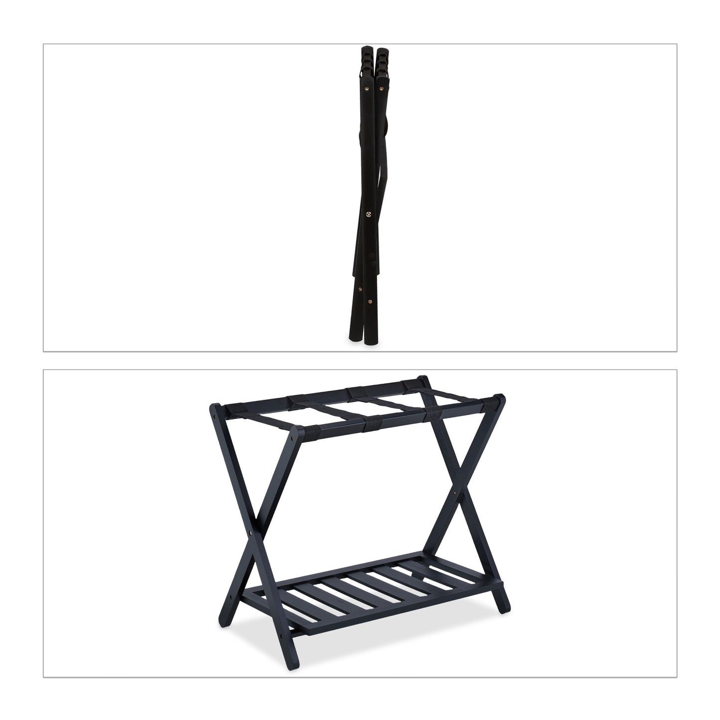Black bamboo suitcase rack
