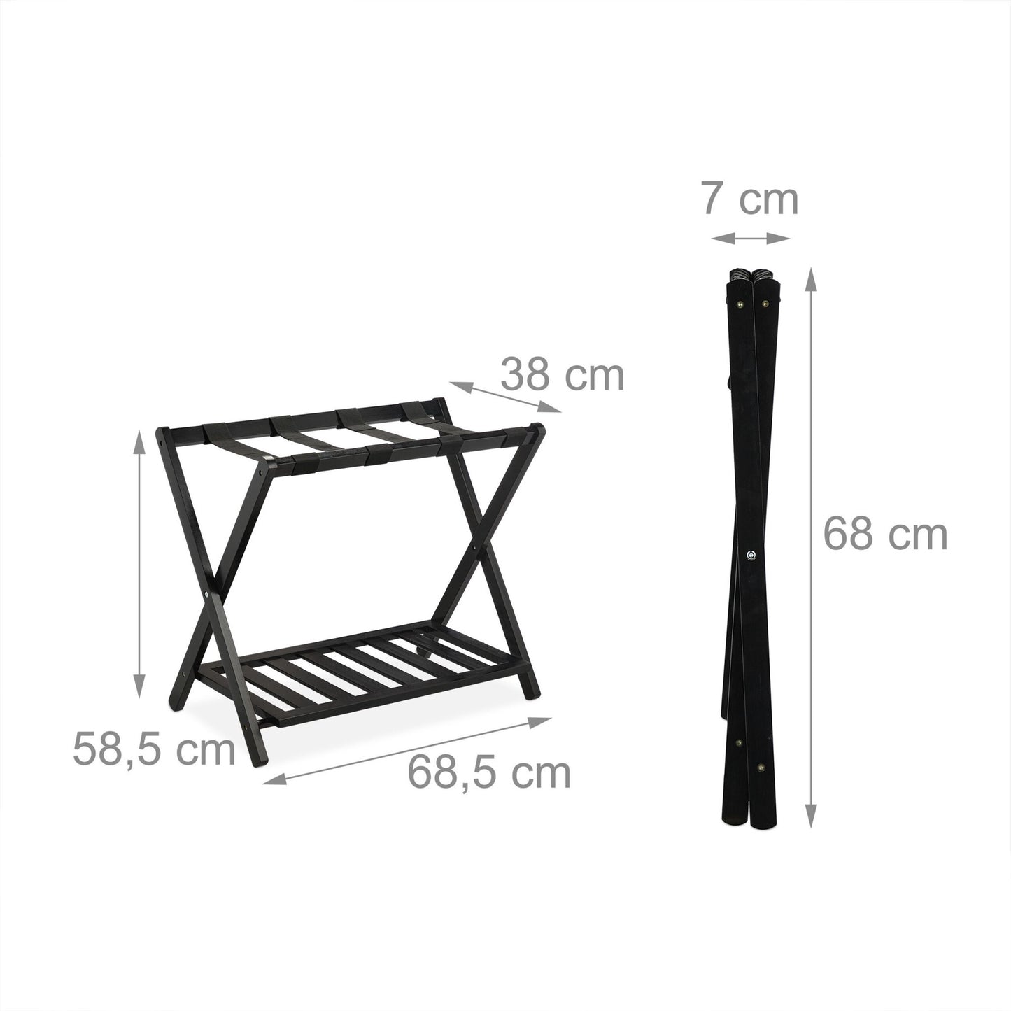 Black bamboo suitcase rack