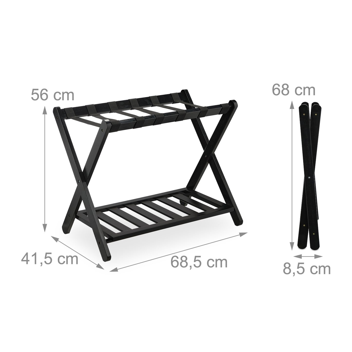 Black bamboo suitcase rack