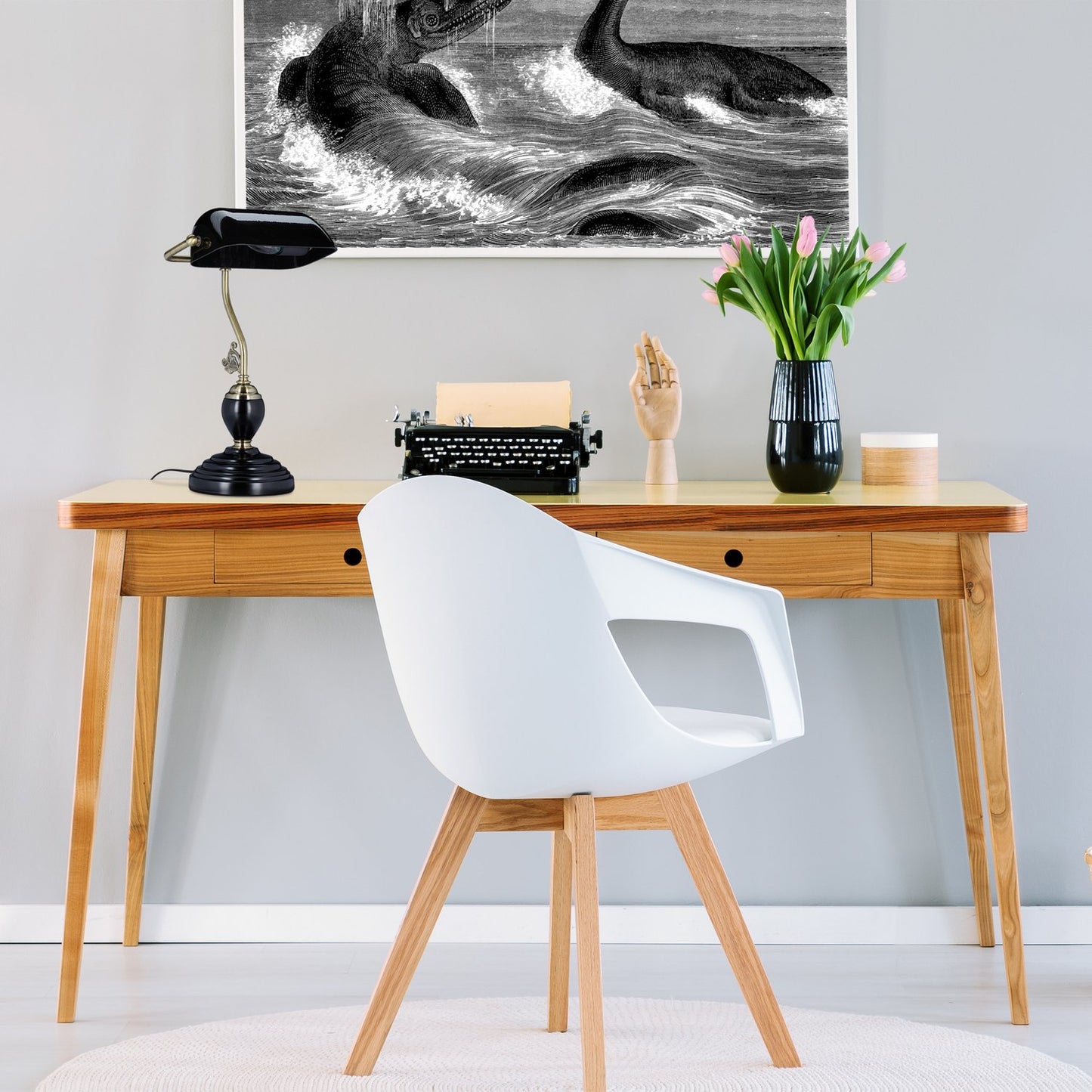 Black banker lamp