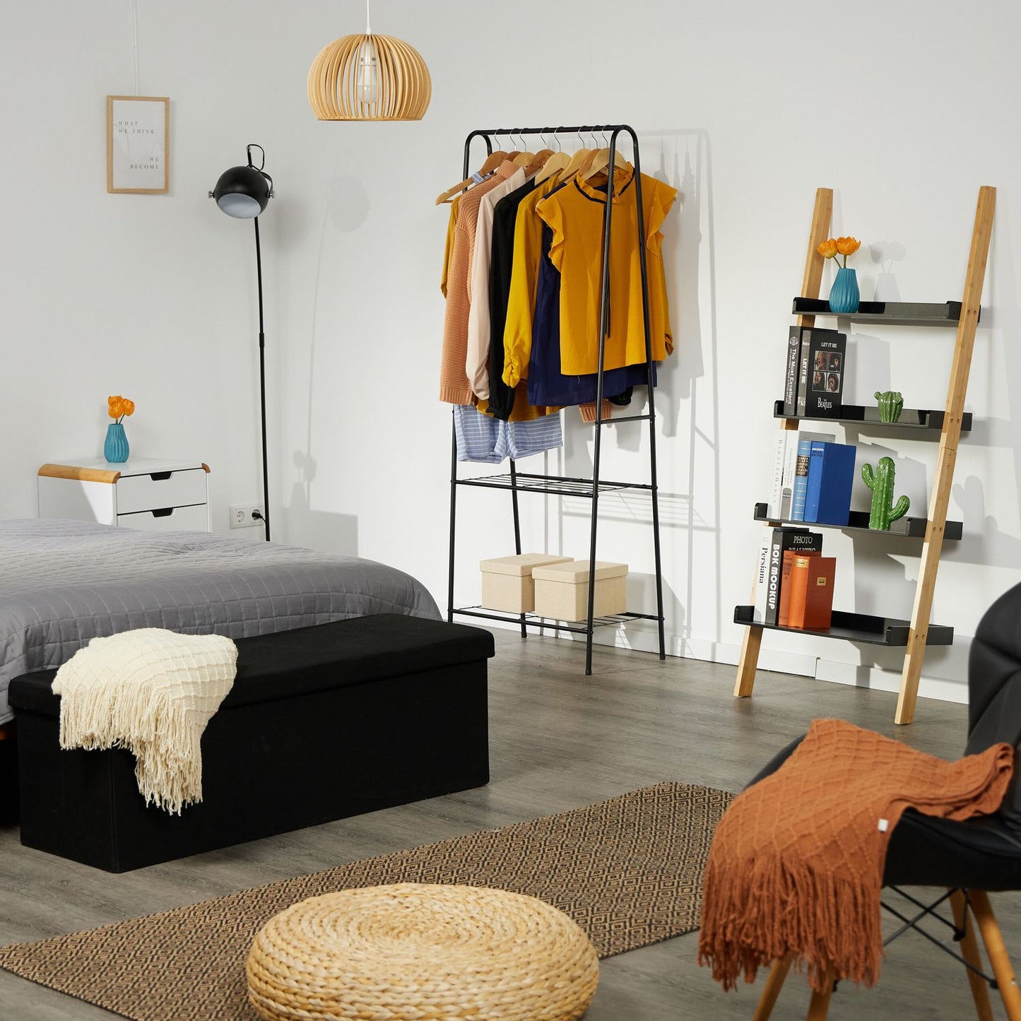 Black clothes hanger 2 shelves