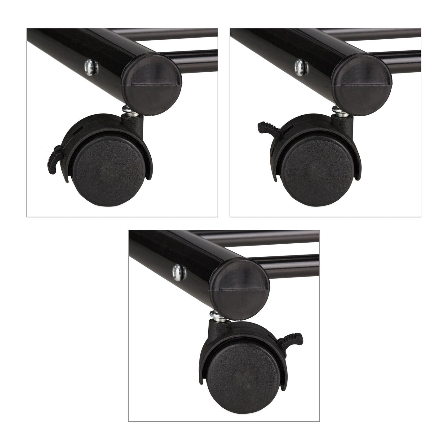 Black coat hanger with wheels