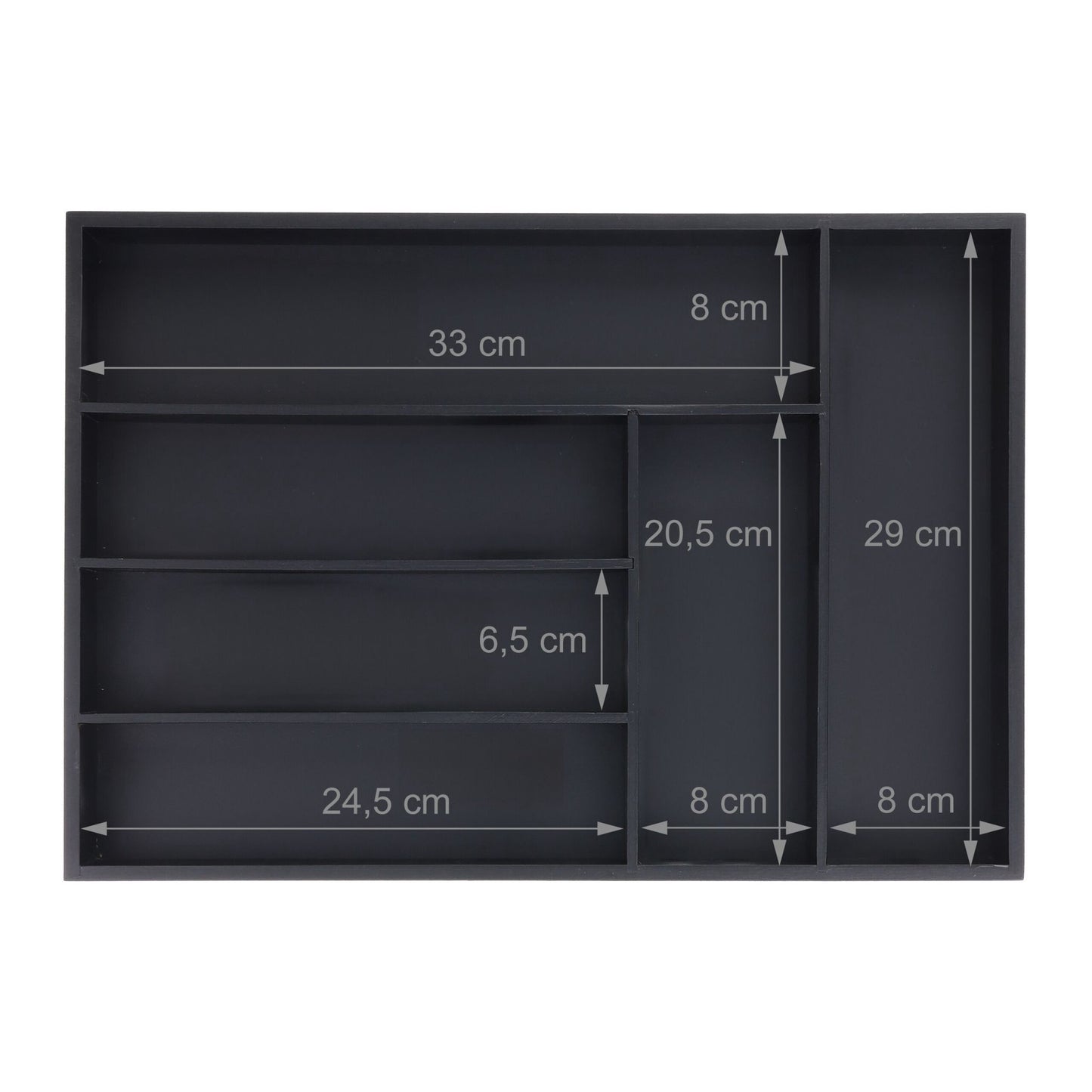 Black cutlery tray 6 compartments