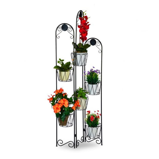Black flower pedestal in metal