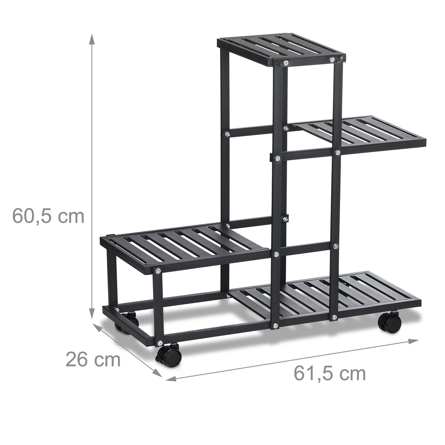 Black flower stand with wheels