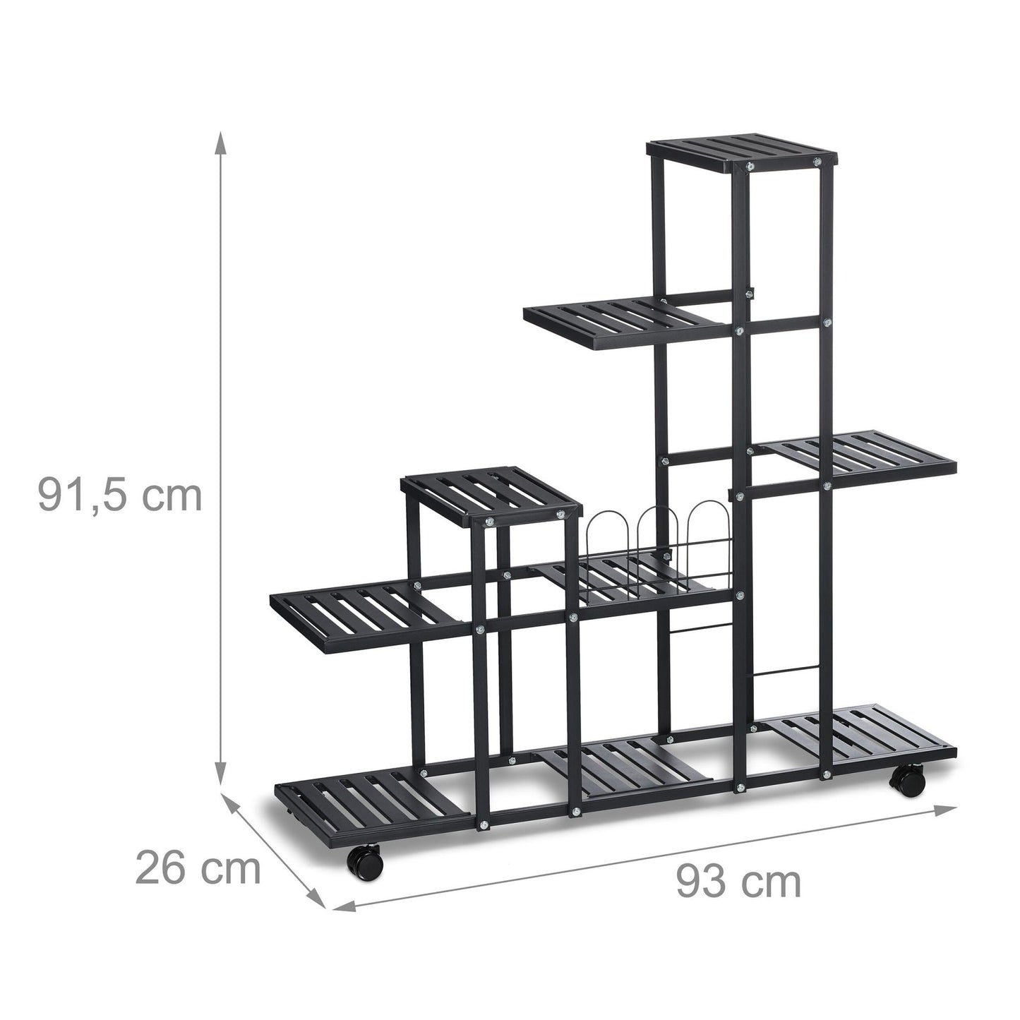 Black flower stand with wheels