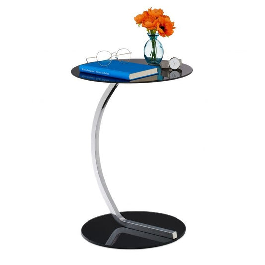 Black glass side table