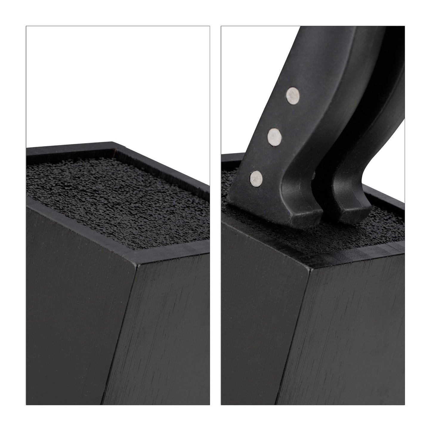 Black knife block with straw