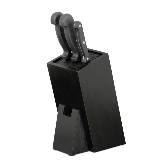 Black knife block with straw