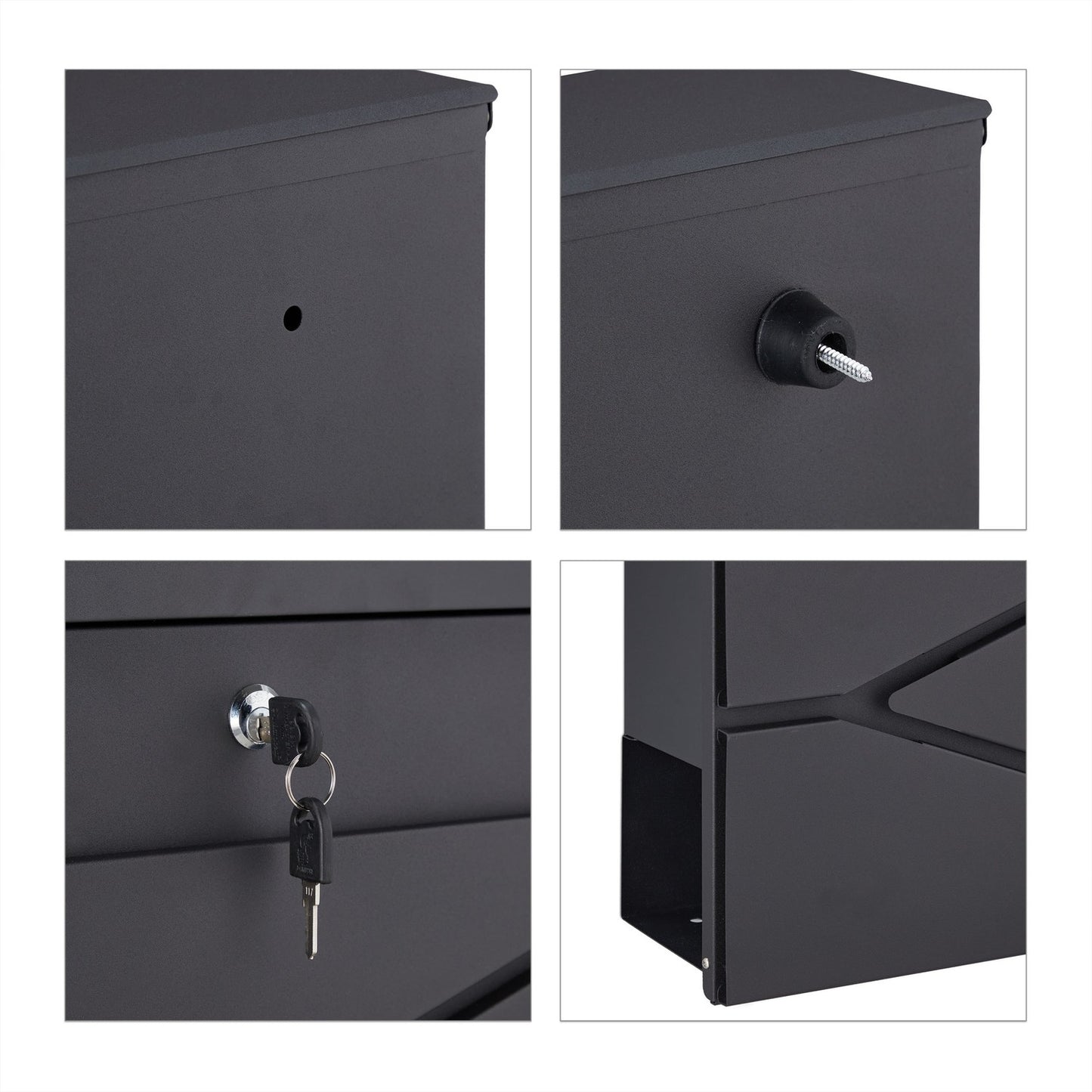 Black mailbox with newspaper holder