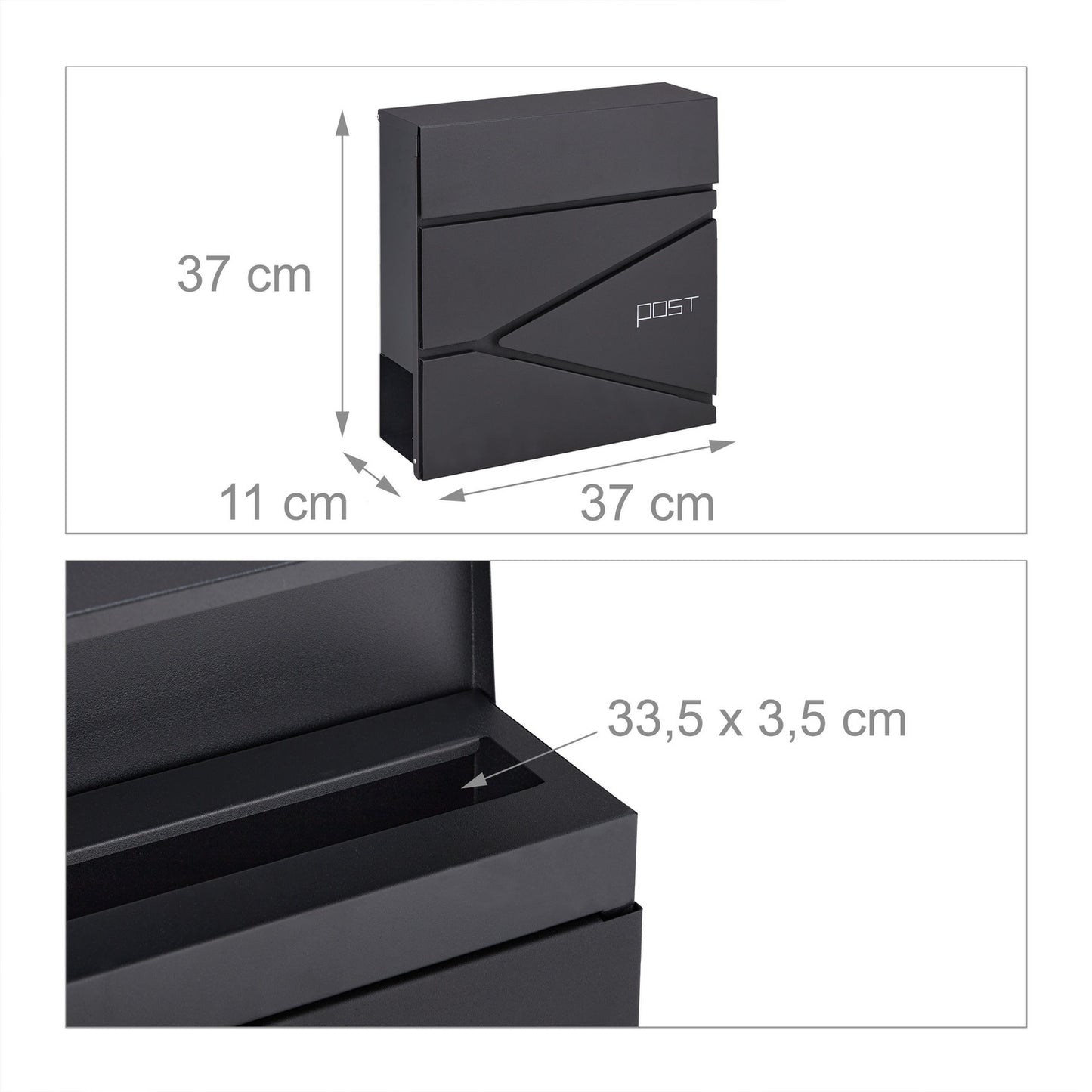 Black mailbox with newspaper holder