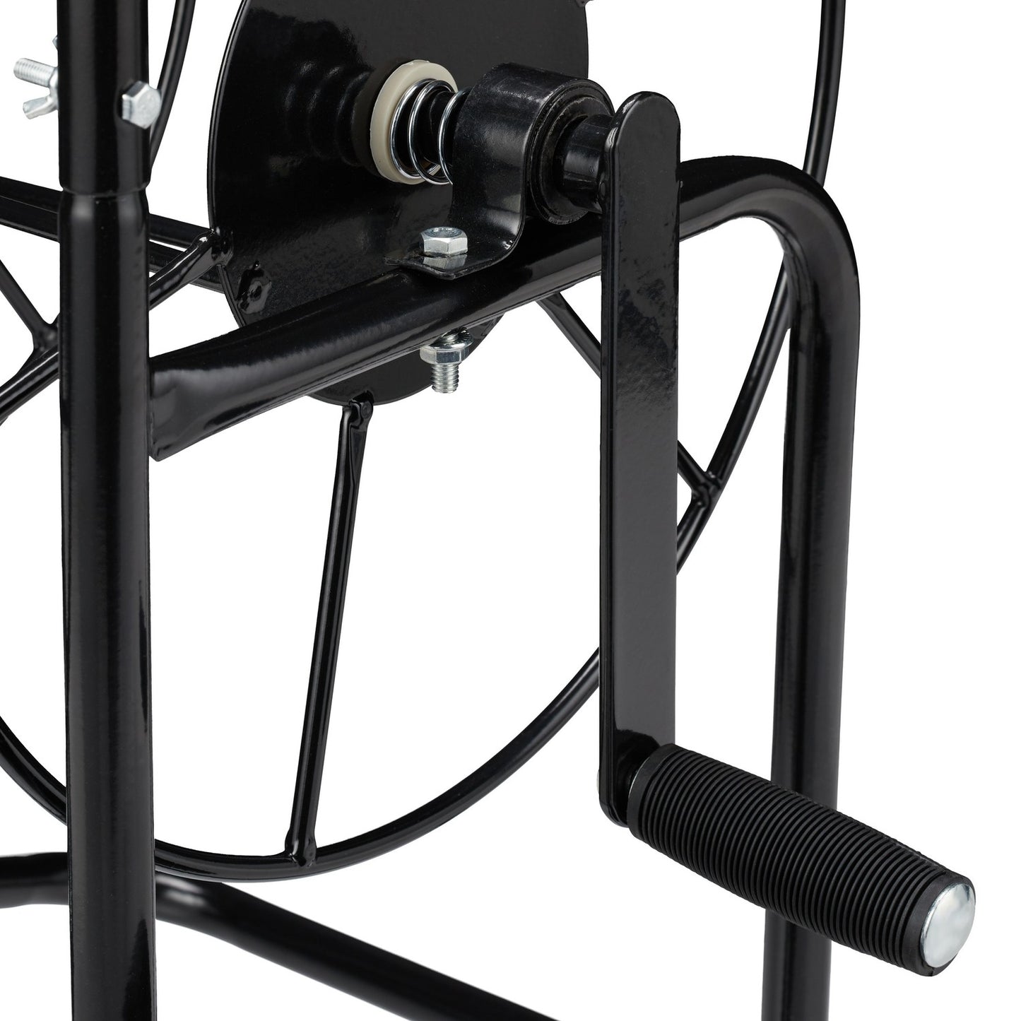 Black metal hose reel