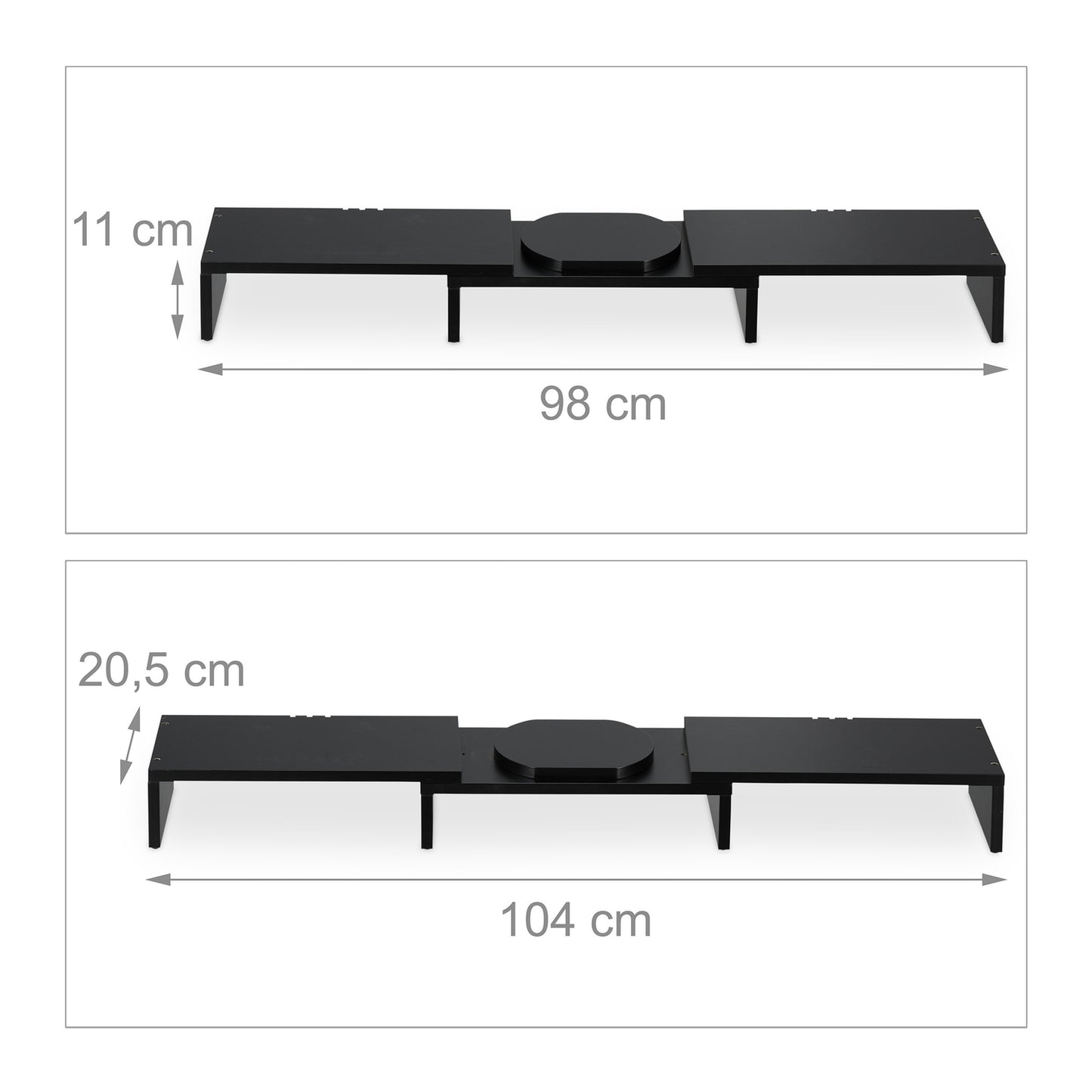 Black monitor stand for 2 monitors