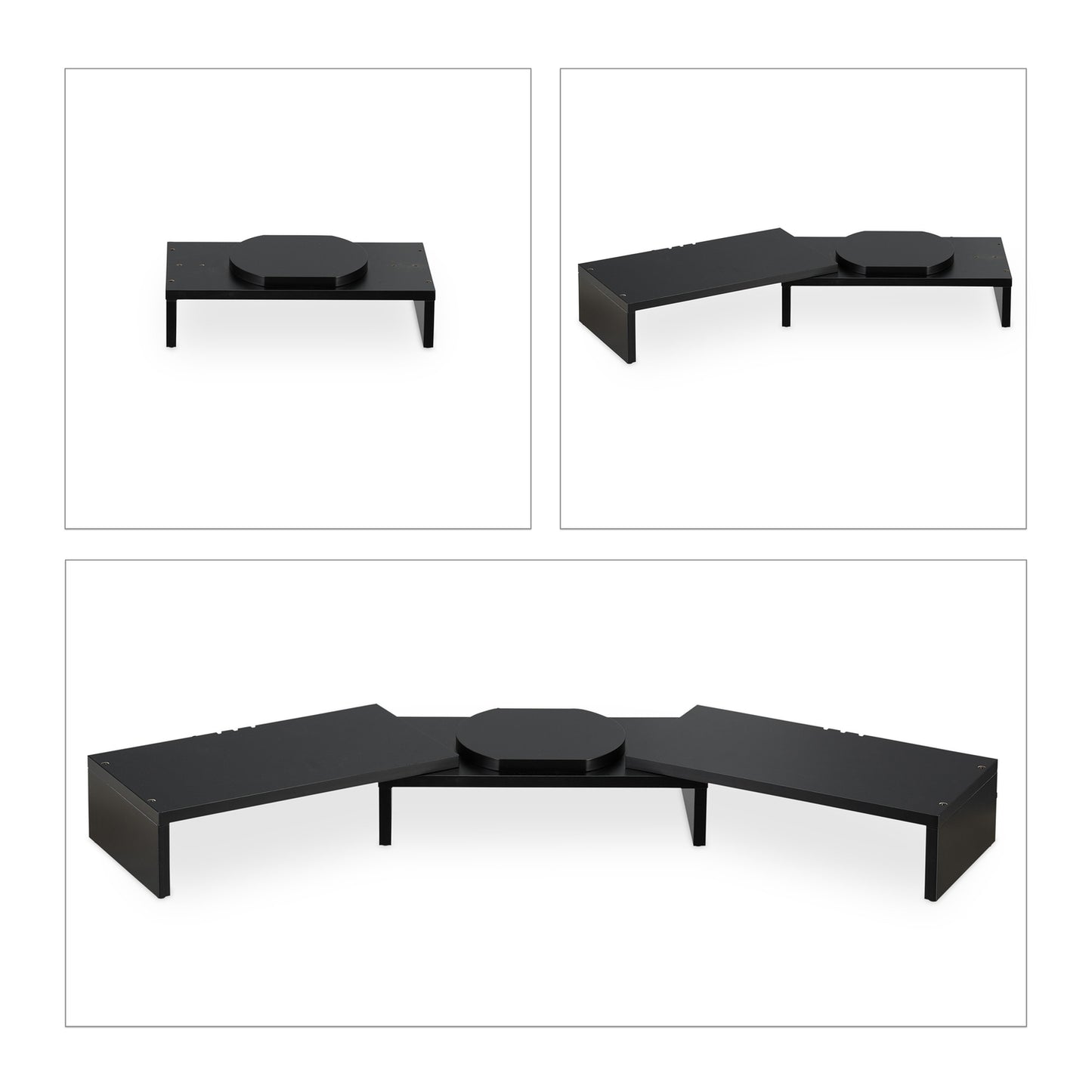 Black monitor stand for 2 monitors