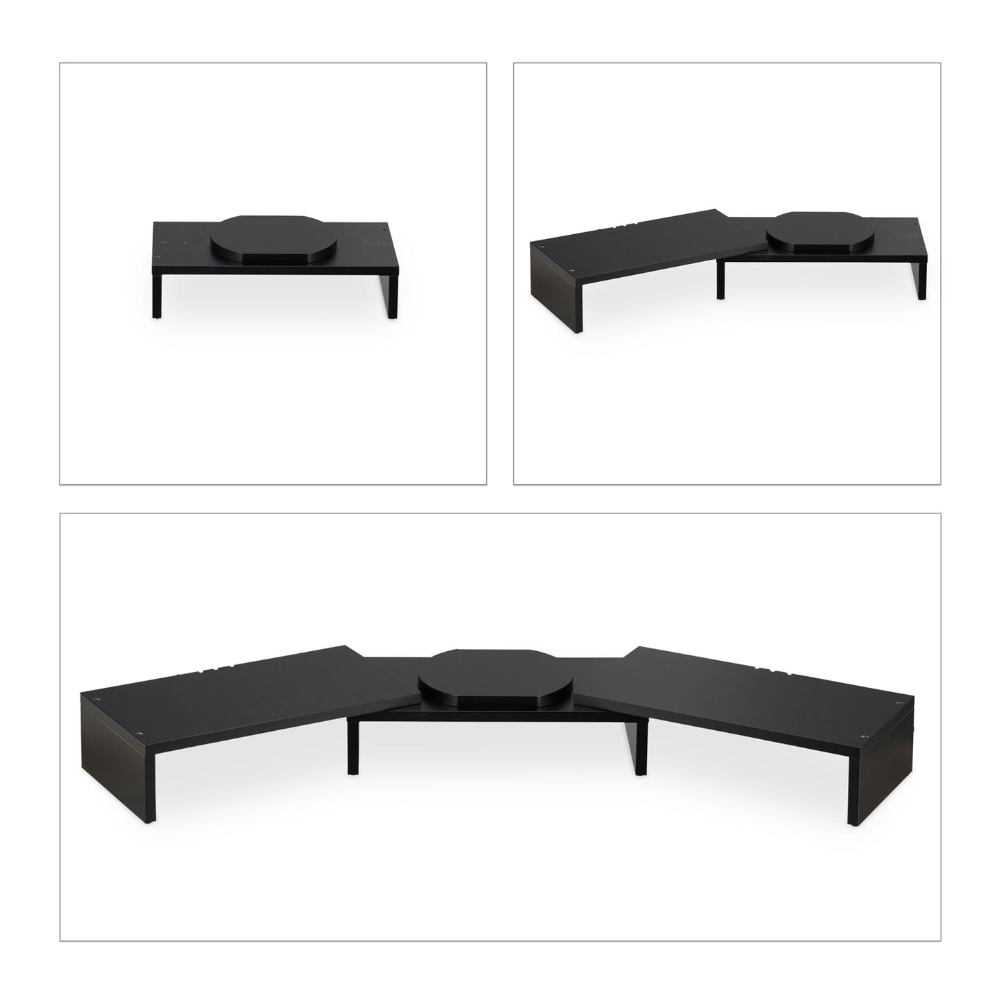Black monitor stand for 2 monitors