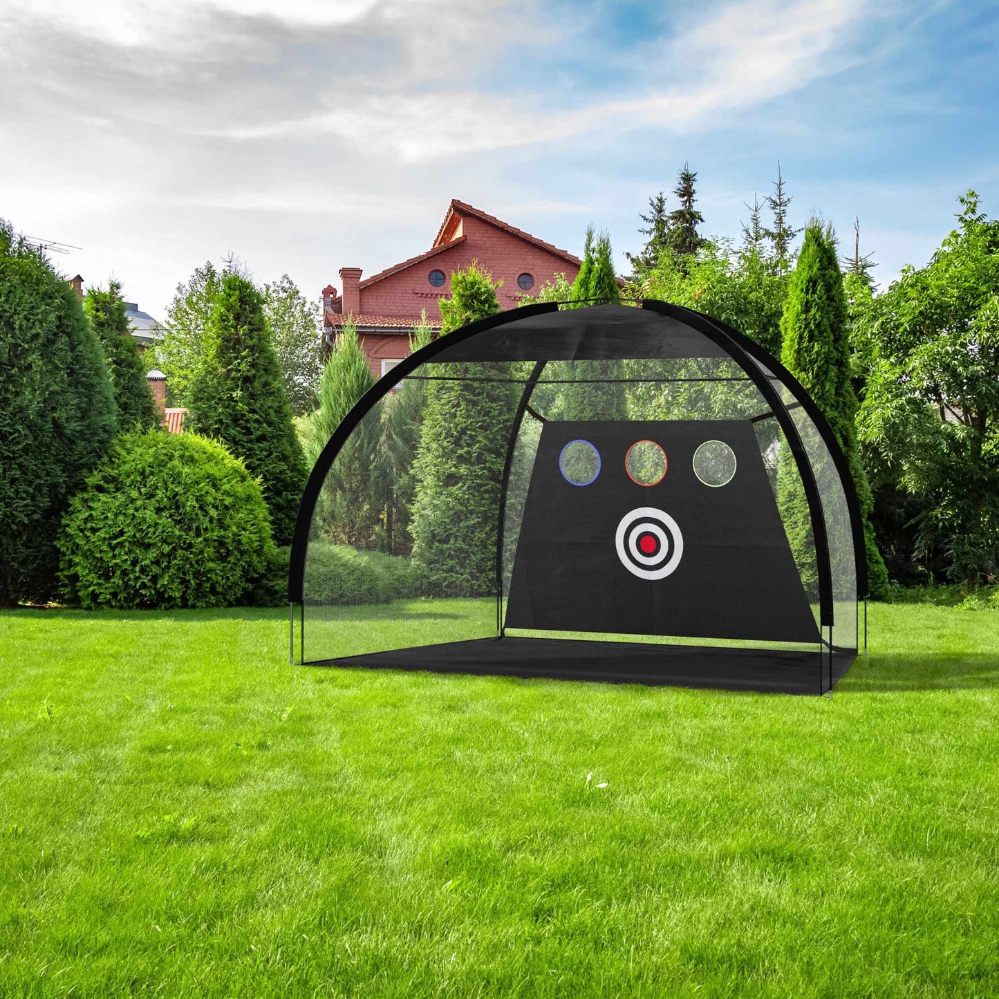 Black practice net for golf