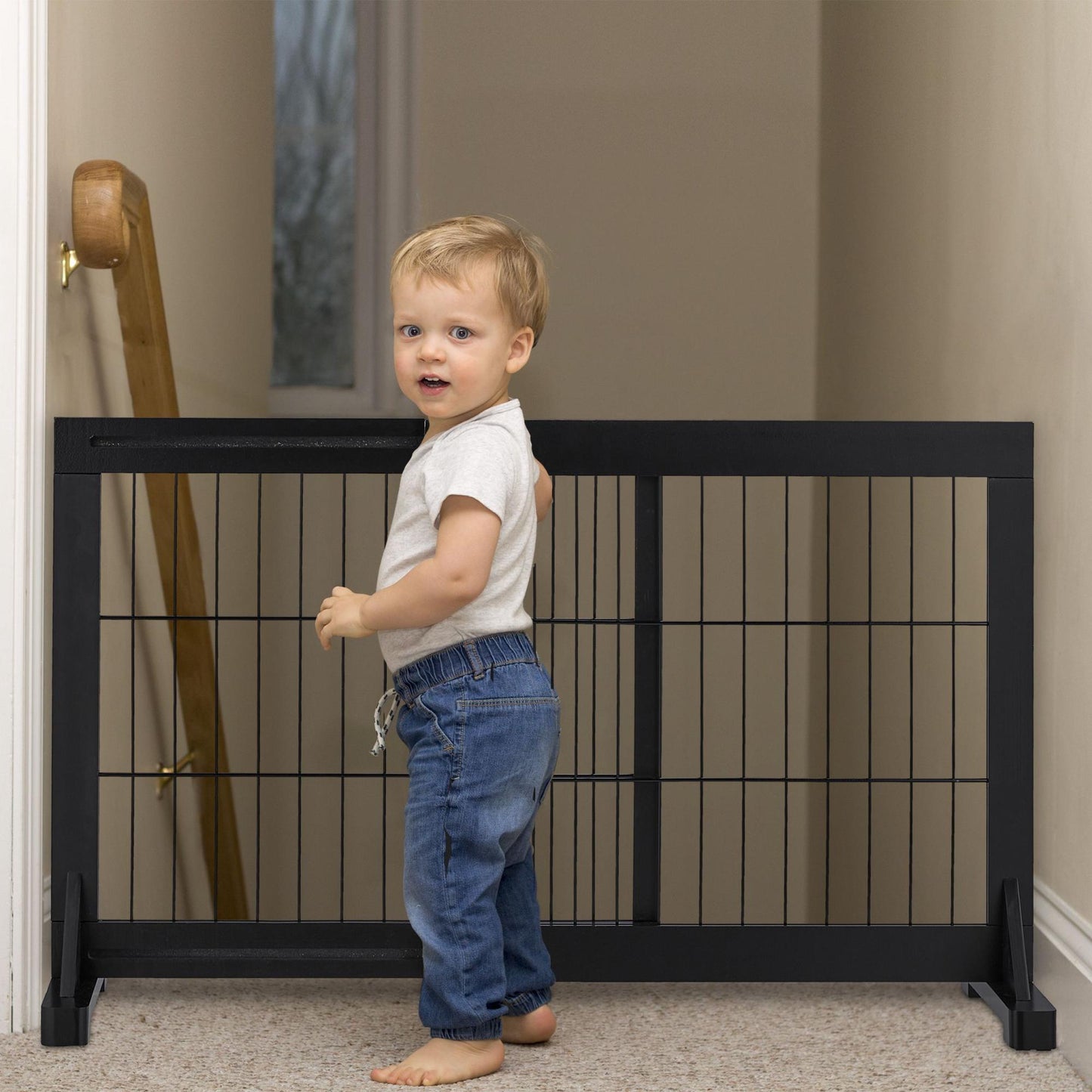 Black retractable security gate