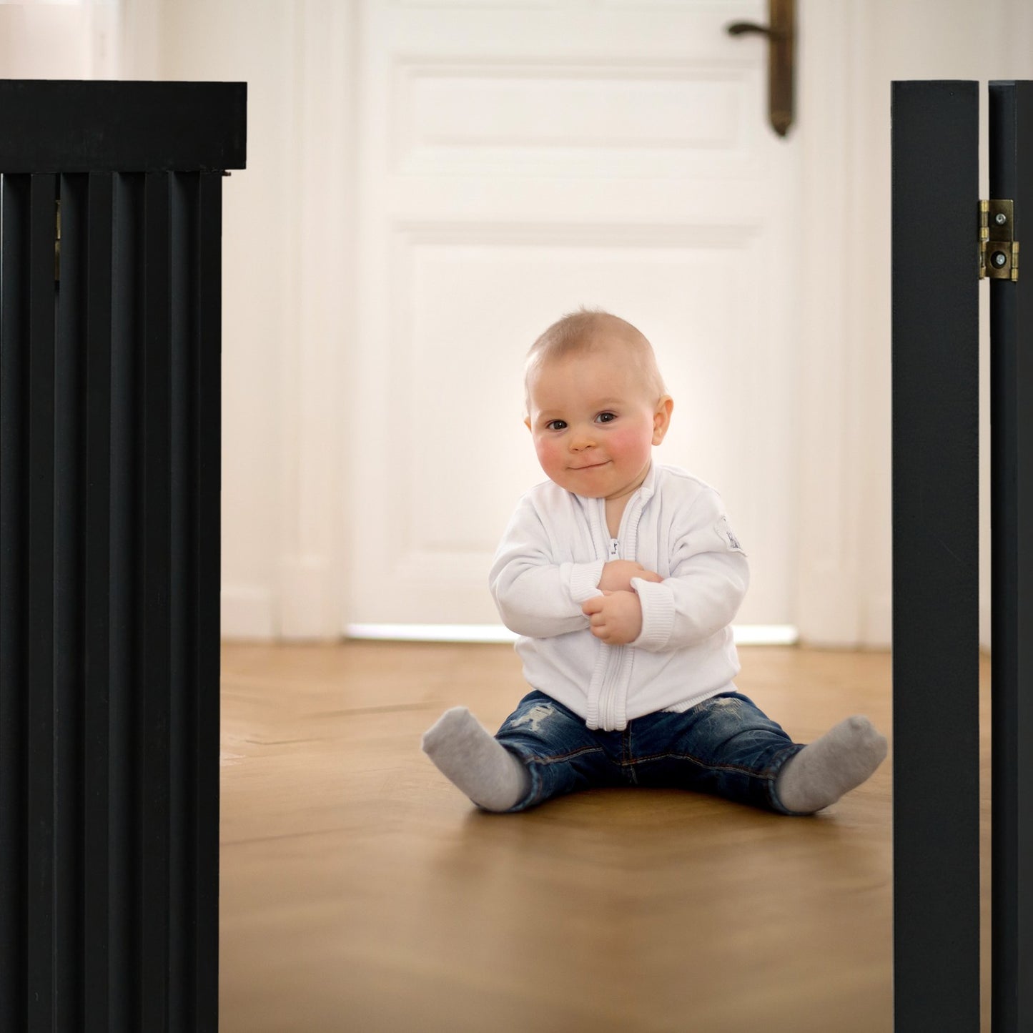 Black security gate with door 70 cm