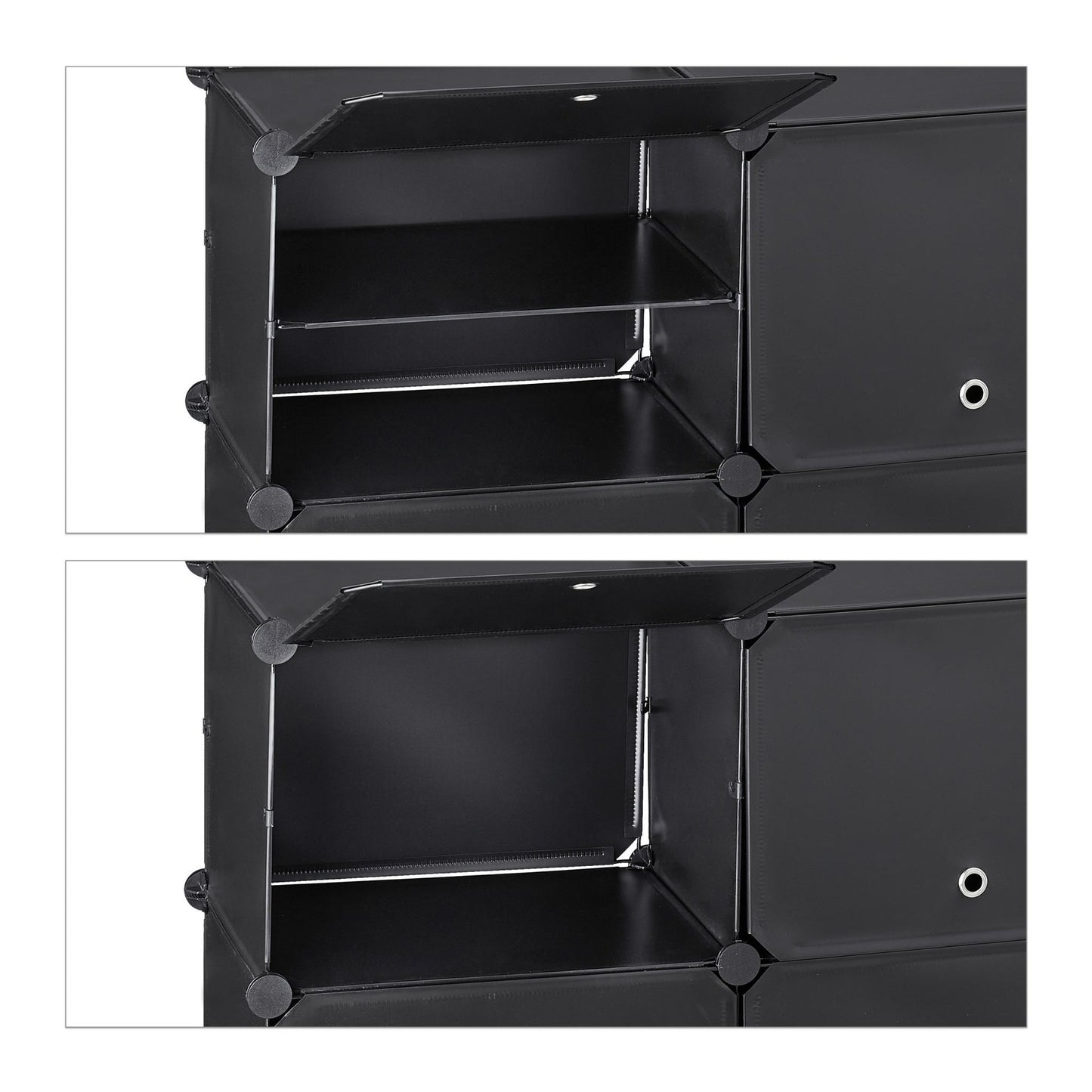 Black shoe cabinet with 12 compartments