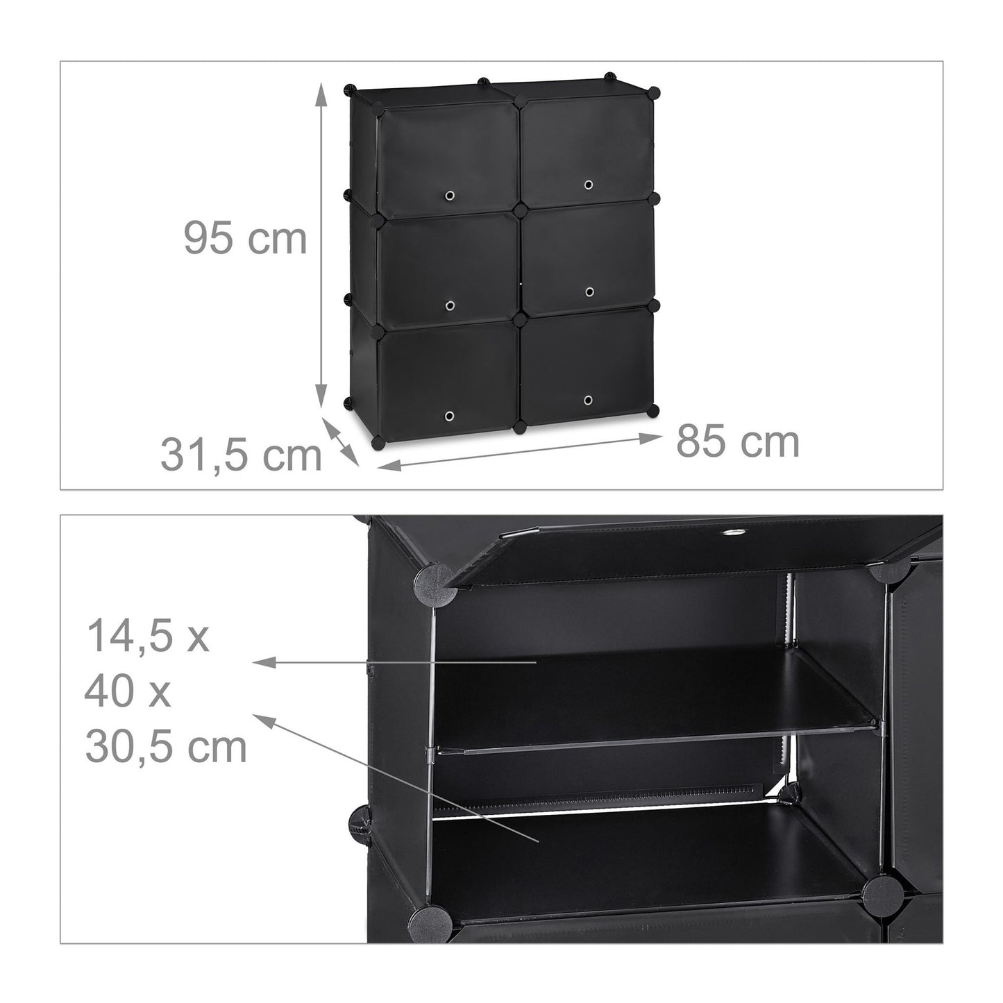 Black shoe cabinet with 12 compartments