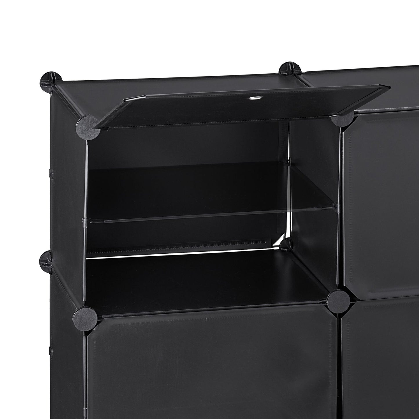 Black shoe cabinet with 24 compartments