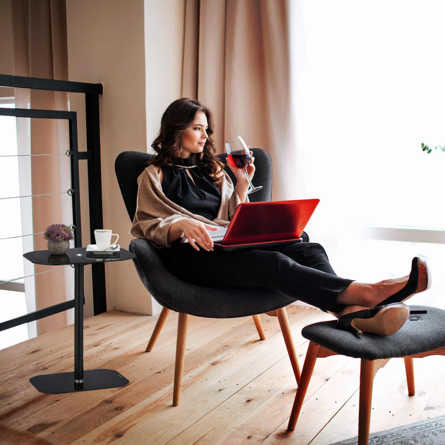 Black side table Glass