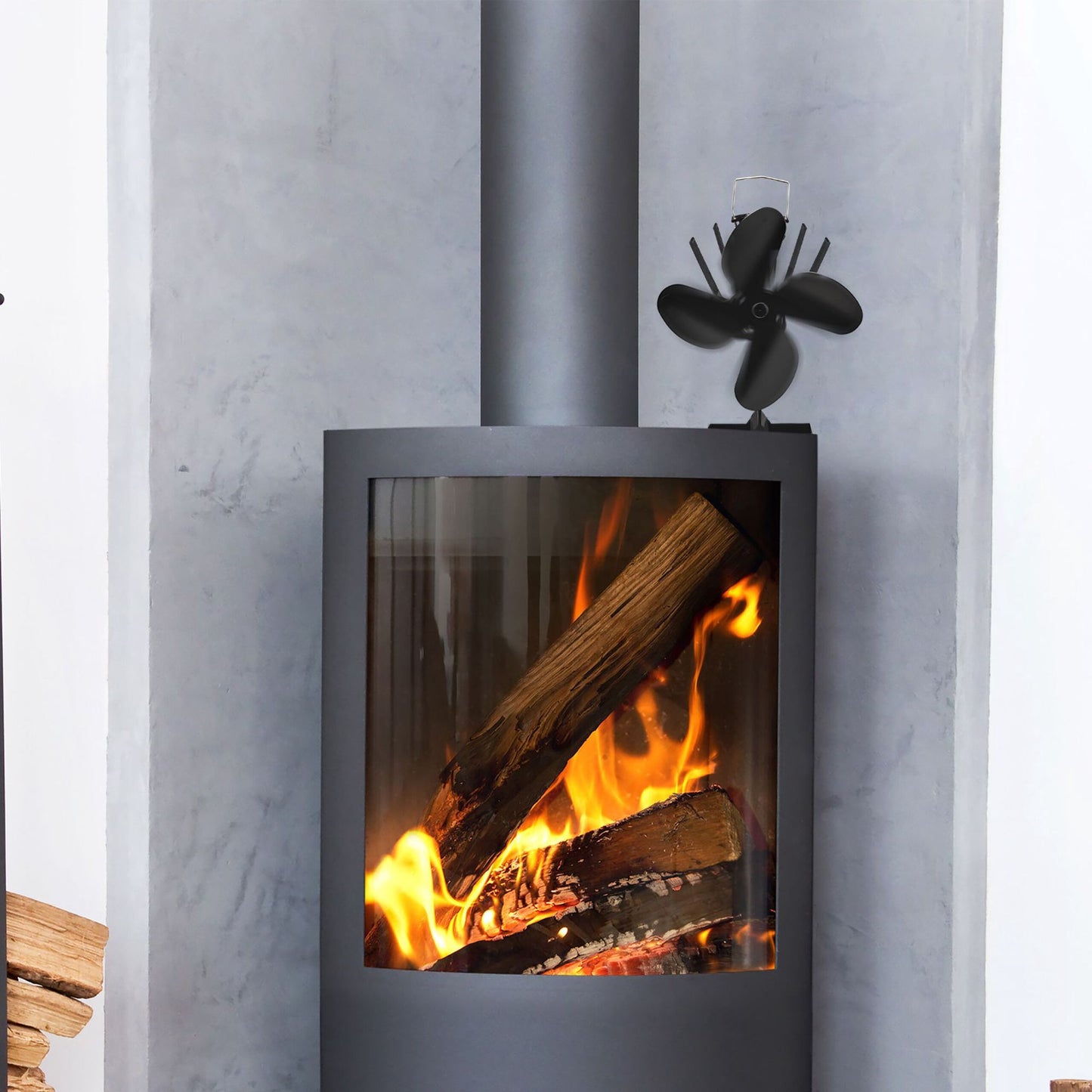 Black stove fan without electricity