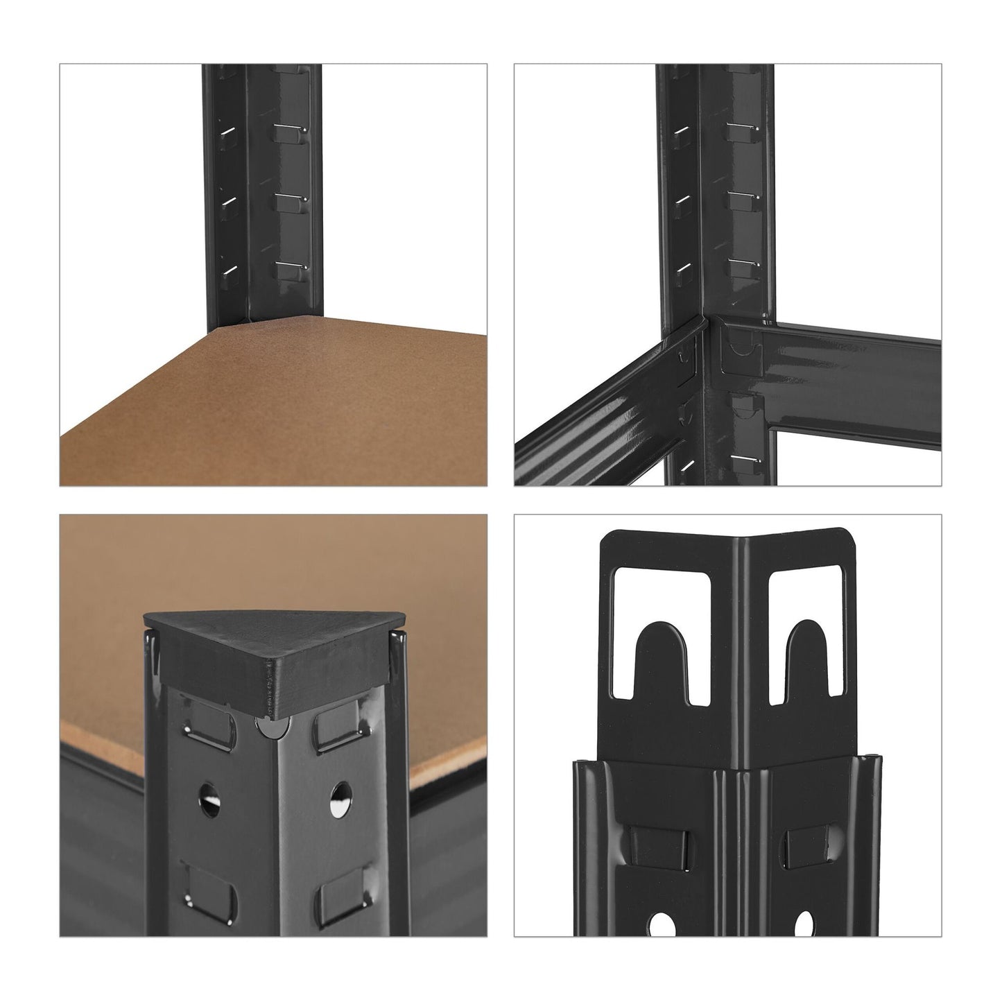 Black sturdy shelves with 5 levels