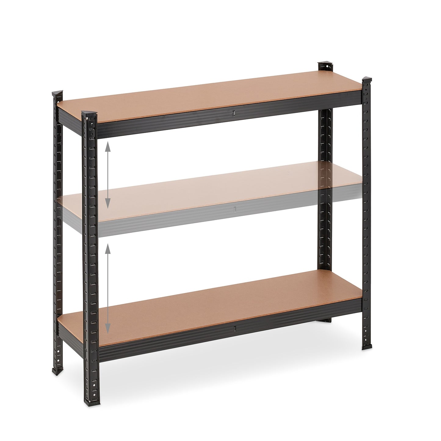 Black sturdy shelves with 5 levels