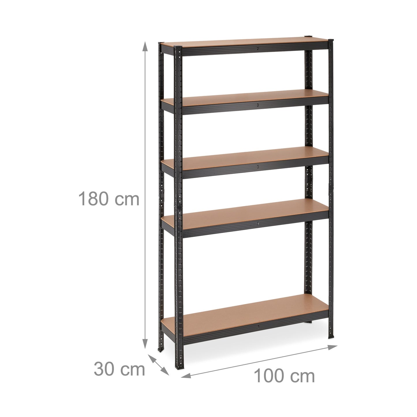 Black sturdy shelves with 5 levels
