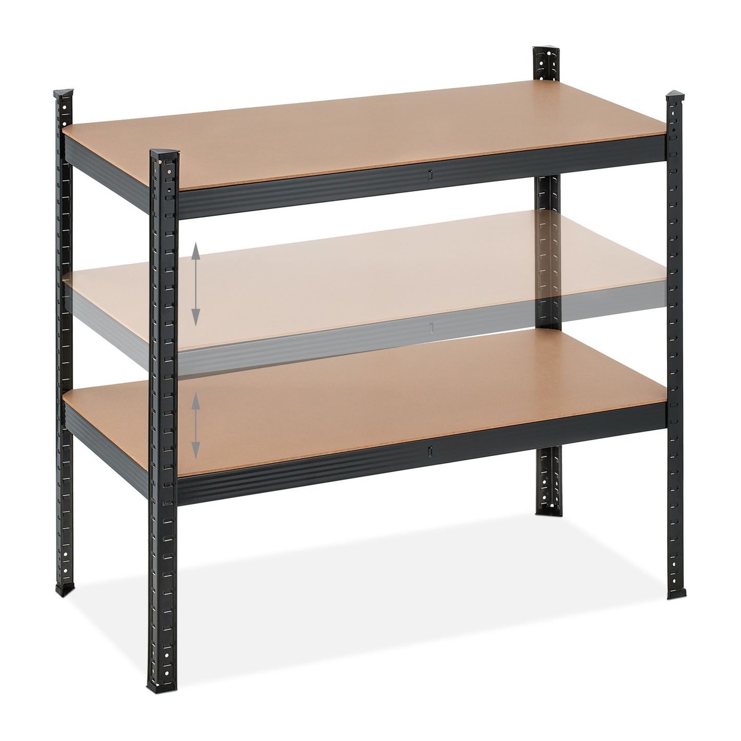 Black sturdy shelves with 5 levels