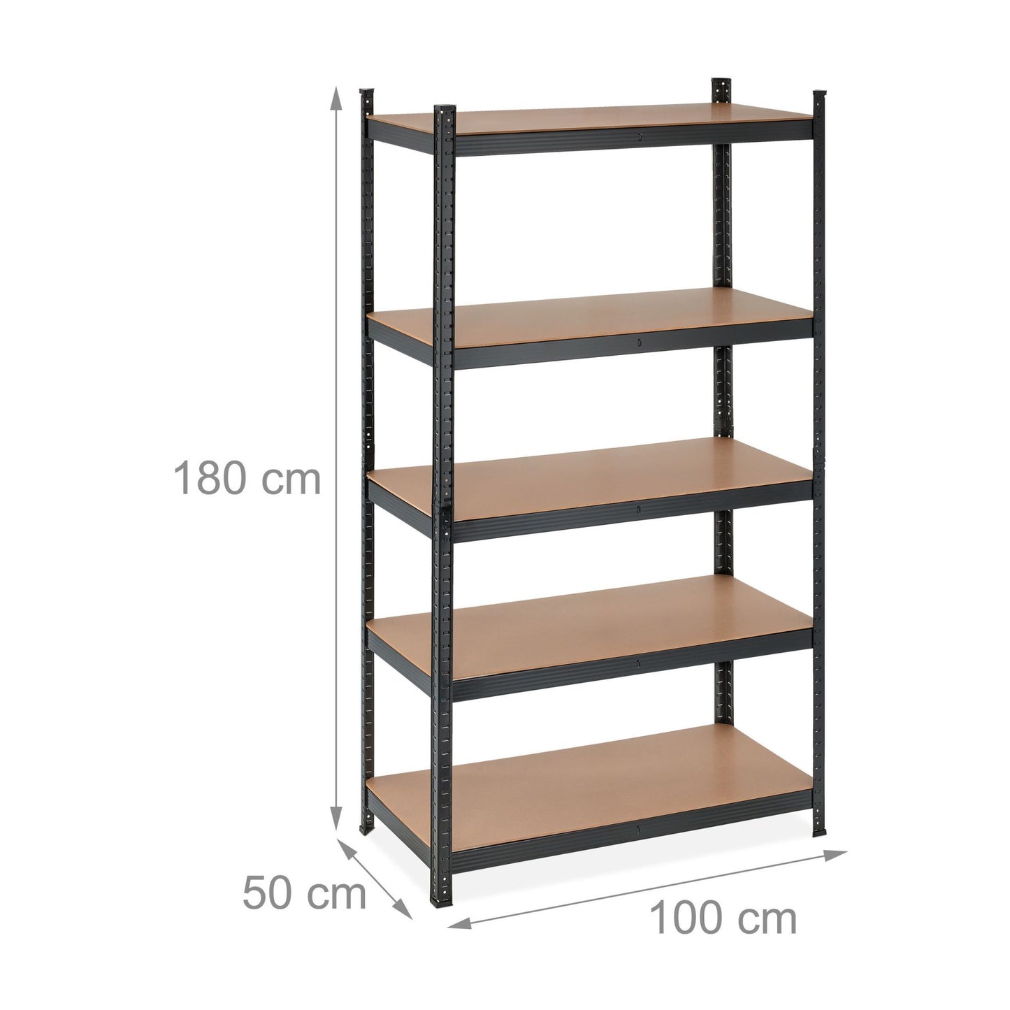 Black sturdy shelves with 5 levels