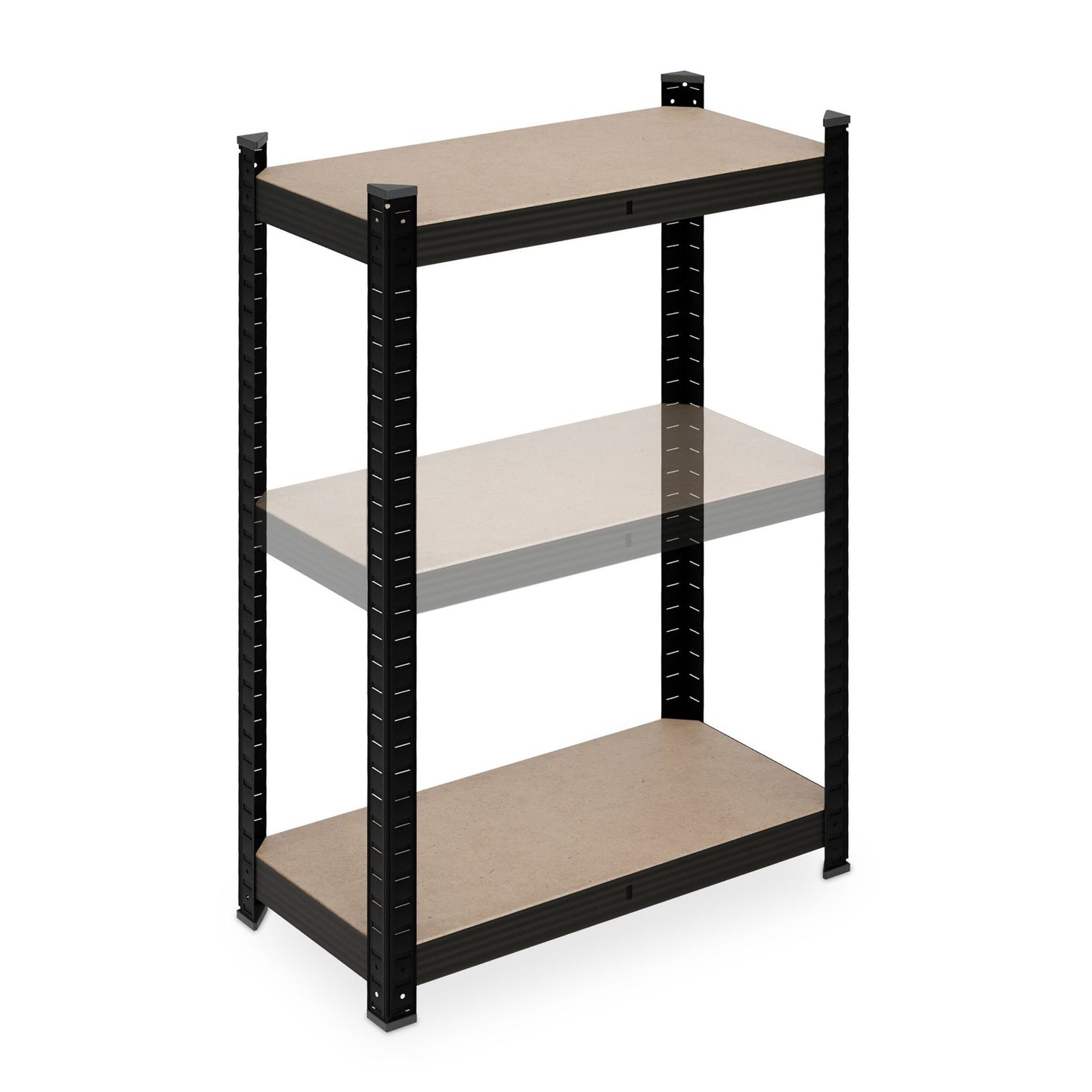 Black sturdy shelves with 5 levels