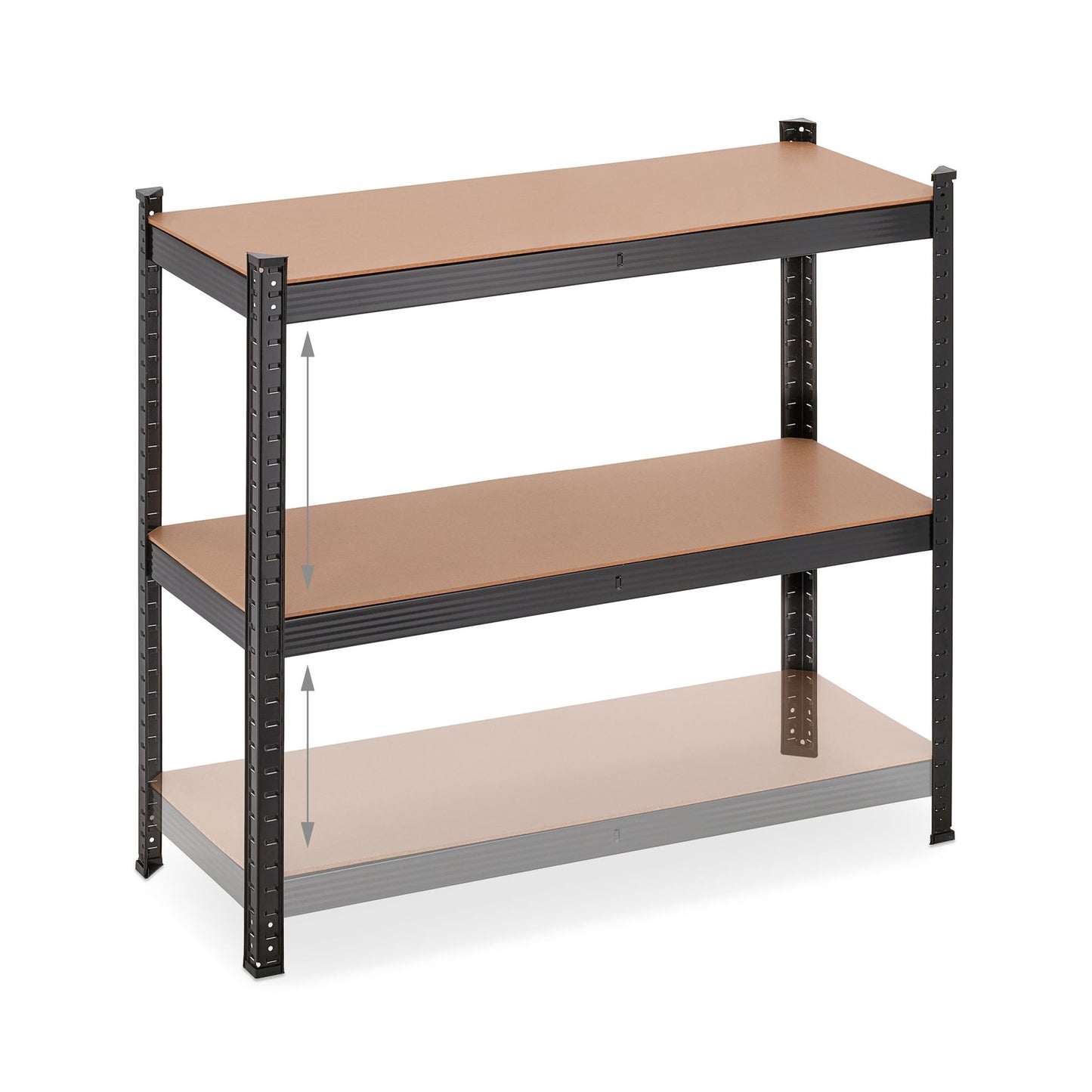 Black sturdy shelves with 5 levels