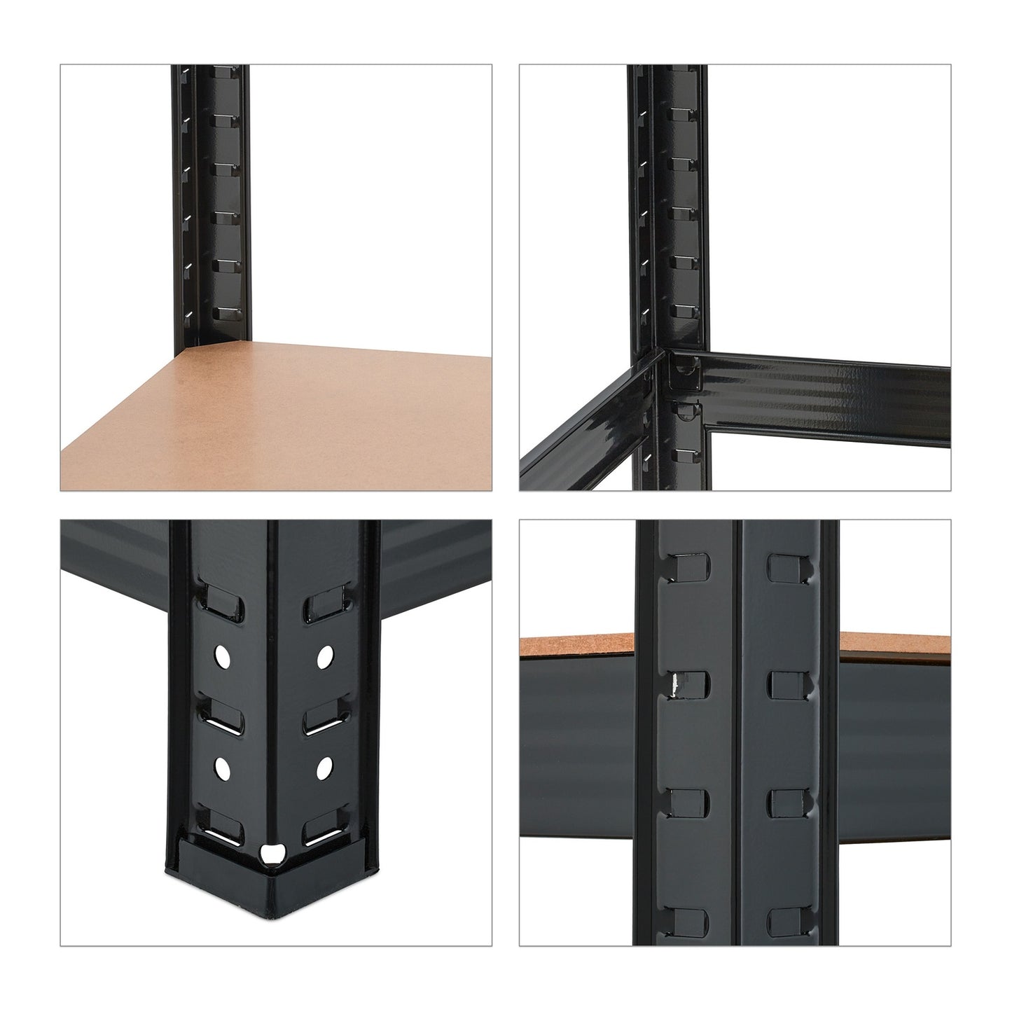 Black sturdy shelves with 5 levels