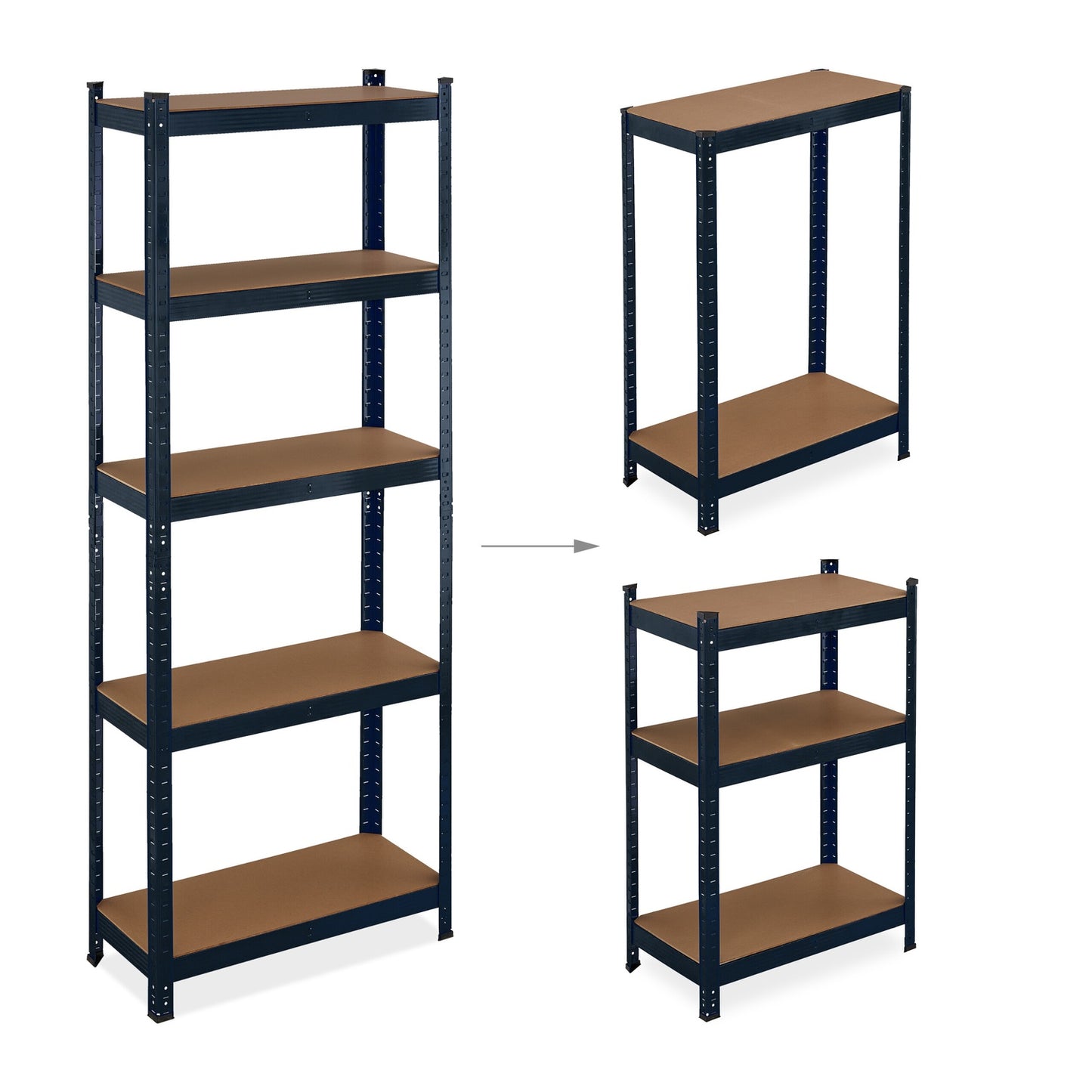 Black sturdy shelves with 5 levels