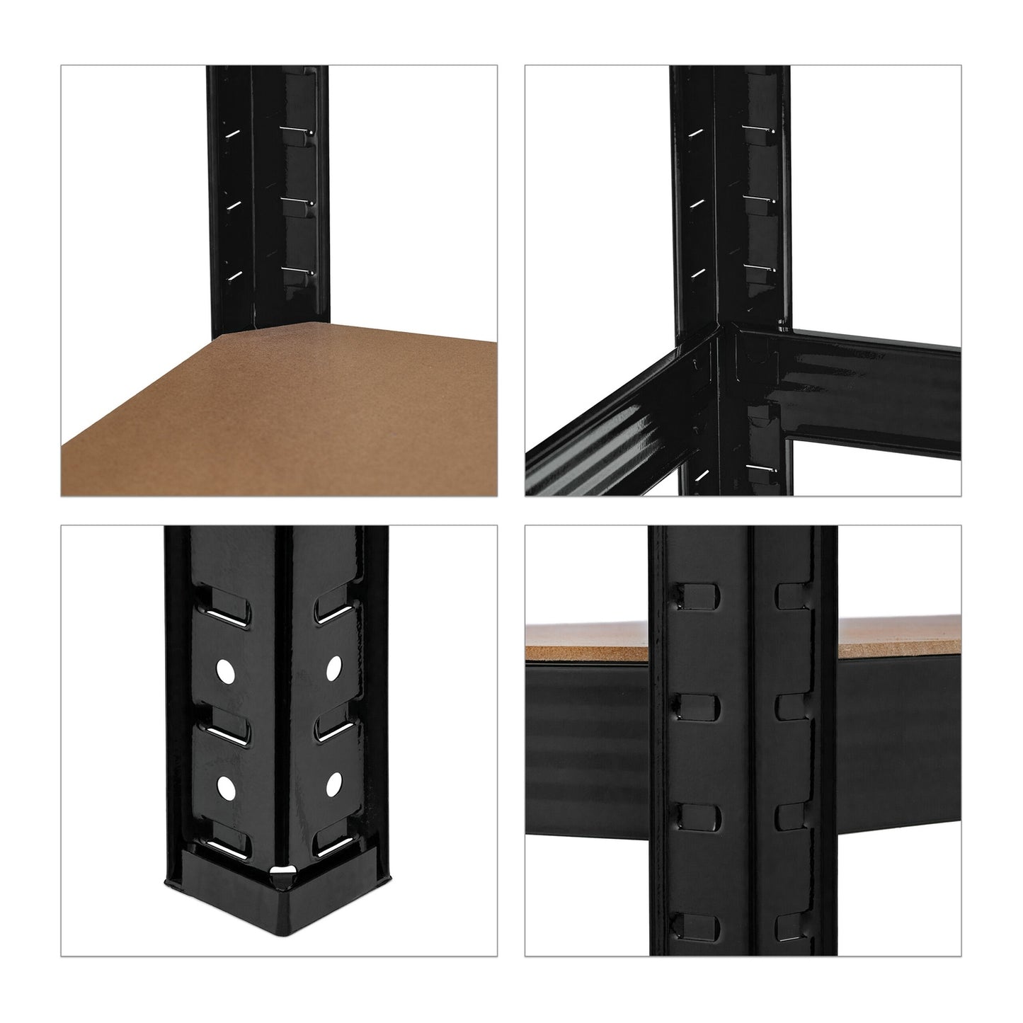 Black sturdy shelves with 5 levels