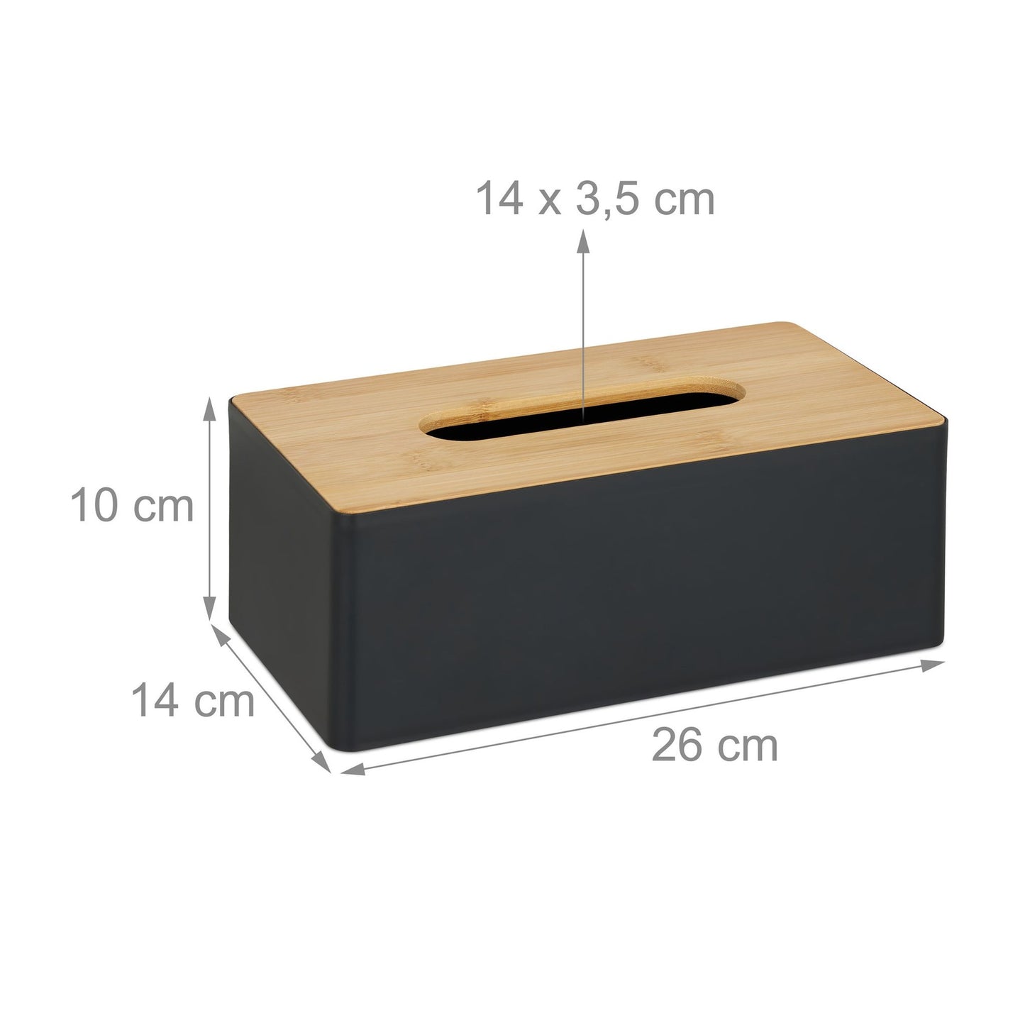 Black tissue box with bamboo lid