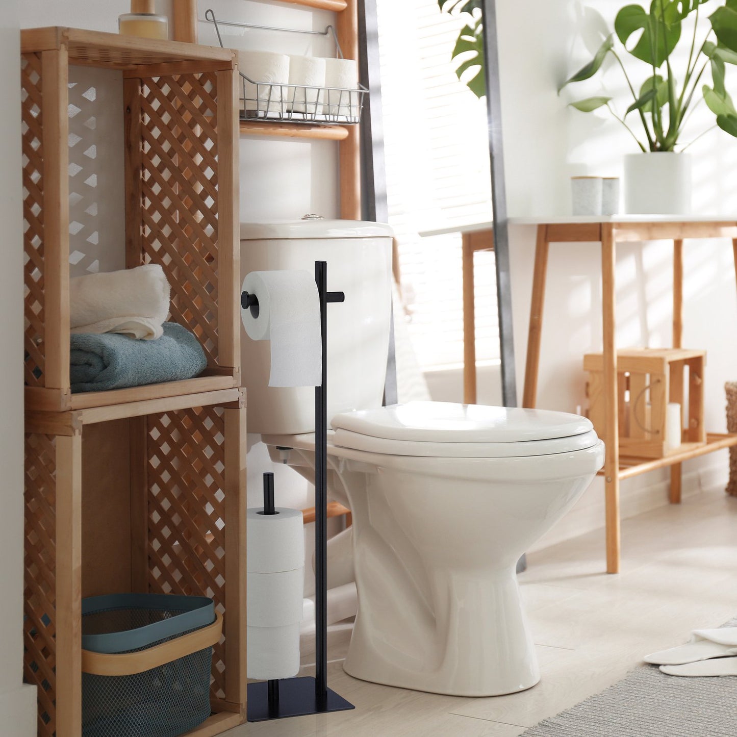 Black toilet paper holder