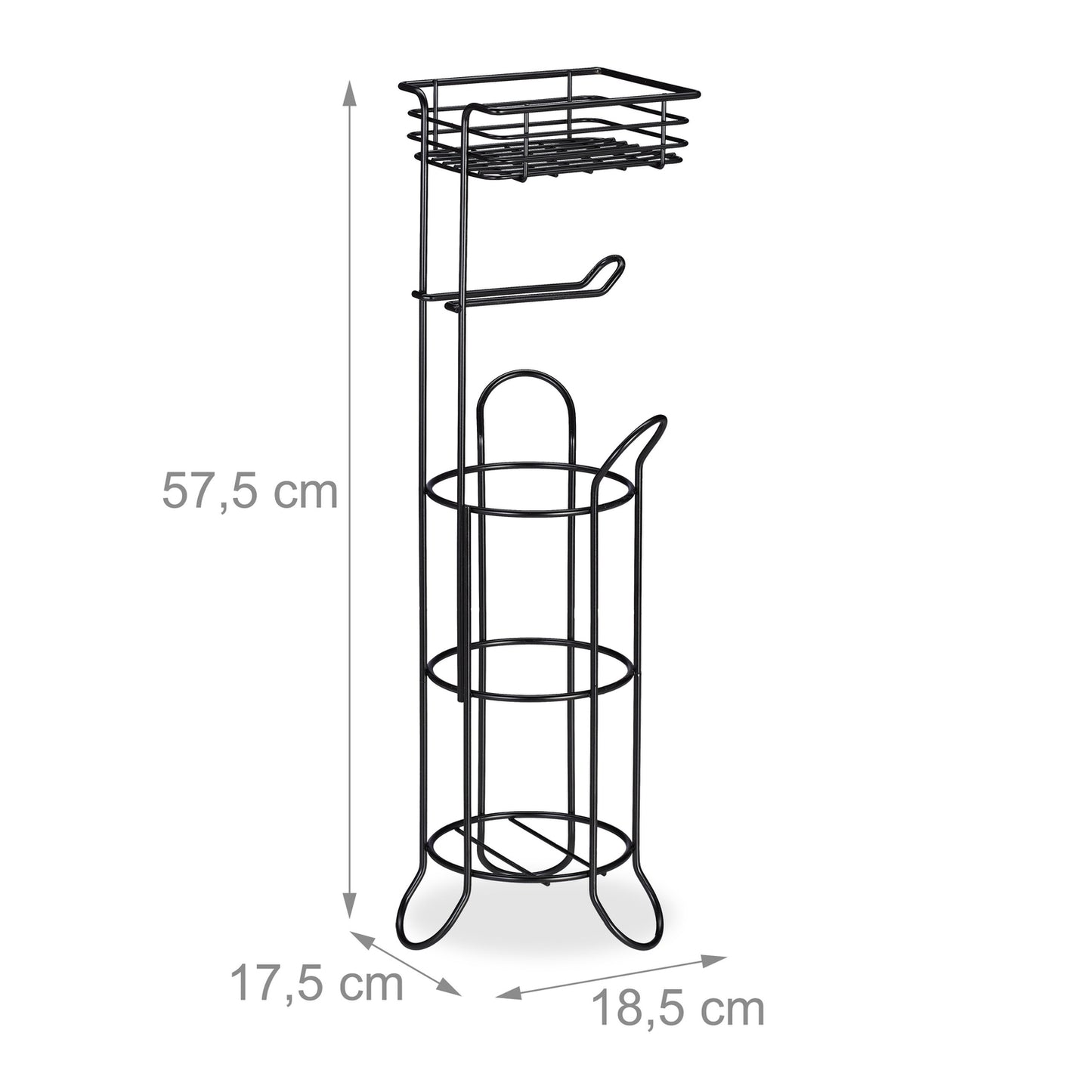 Black toilet paper holder standing