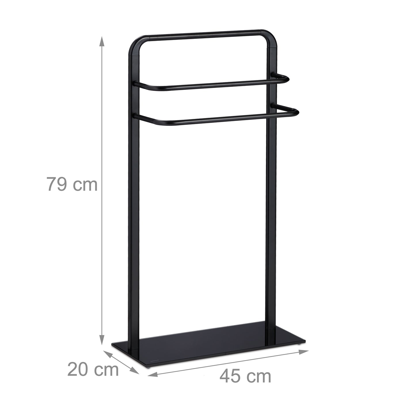 Black towel hanger with 3 bars