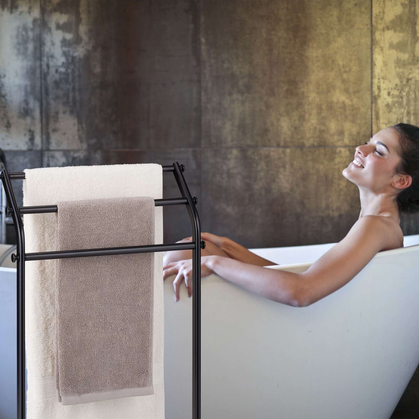 Black towel rack with 3 bars
