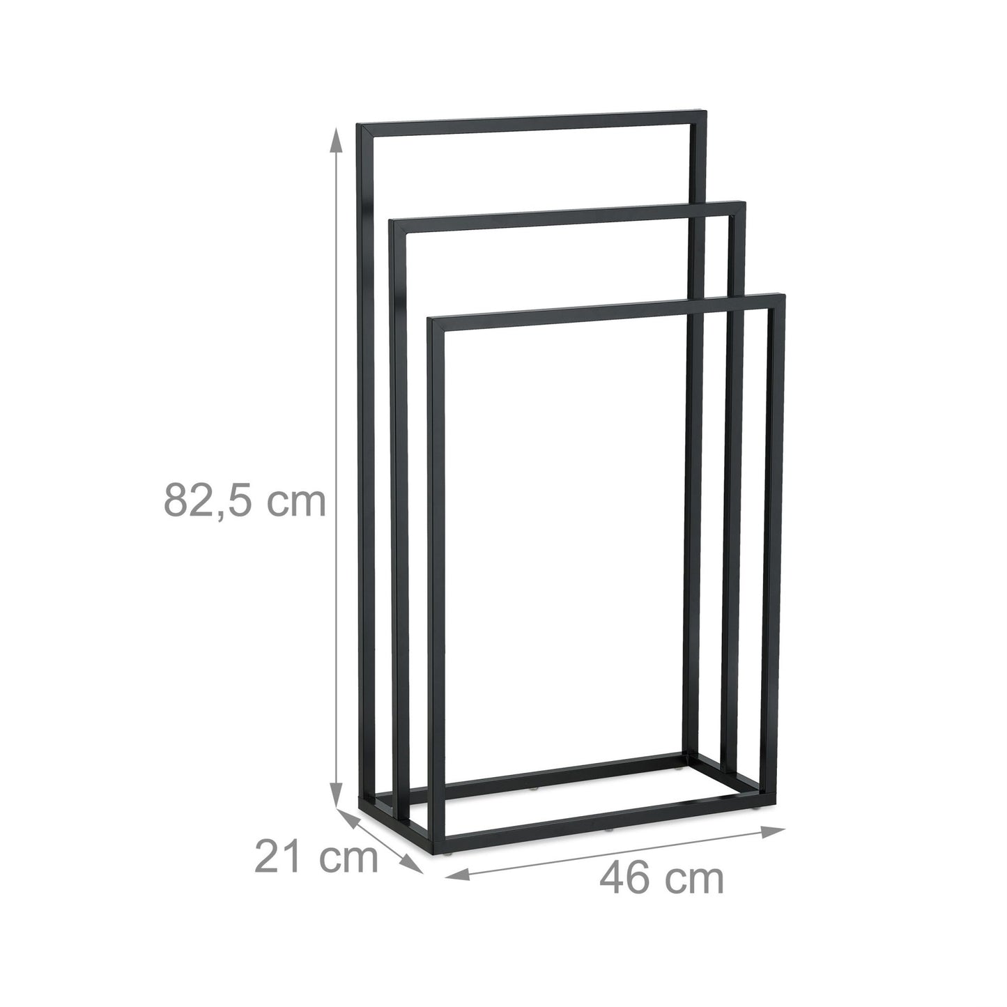 Black towel rail 3 rails
