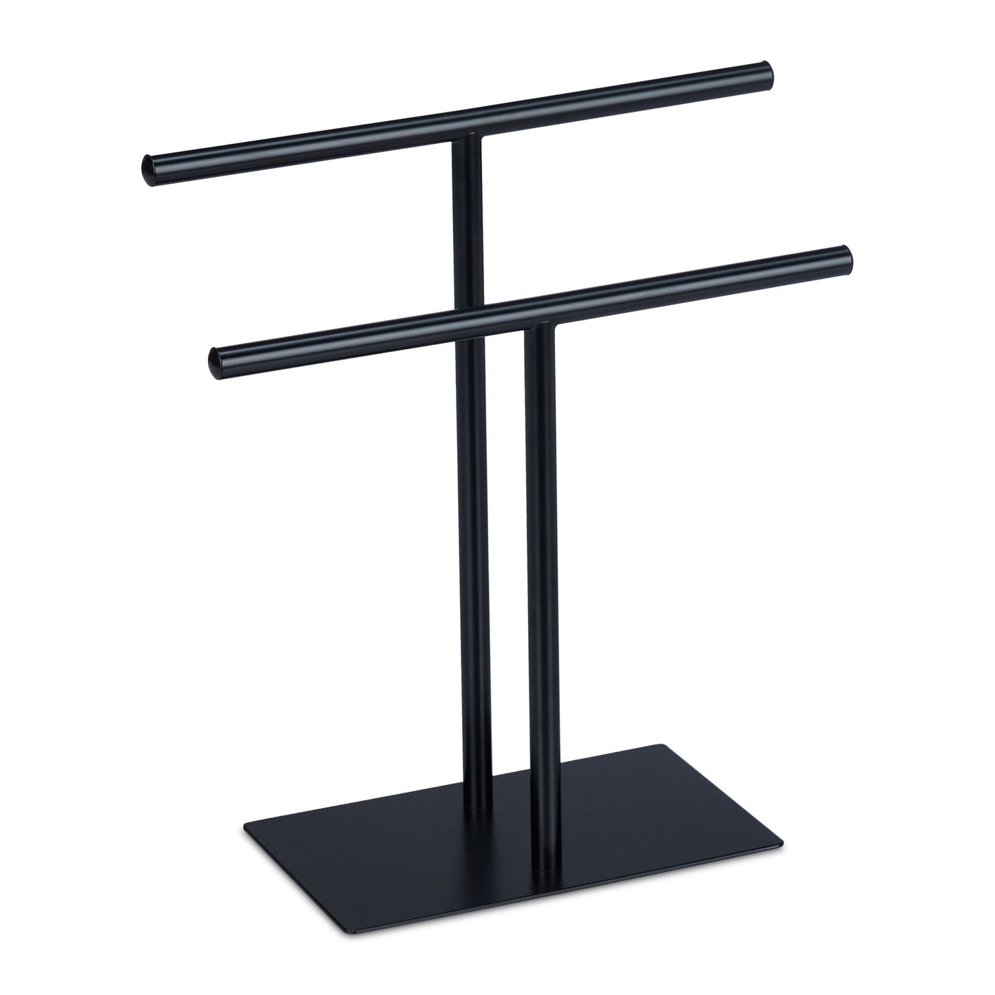 Black towel stand with 2 rails